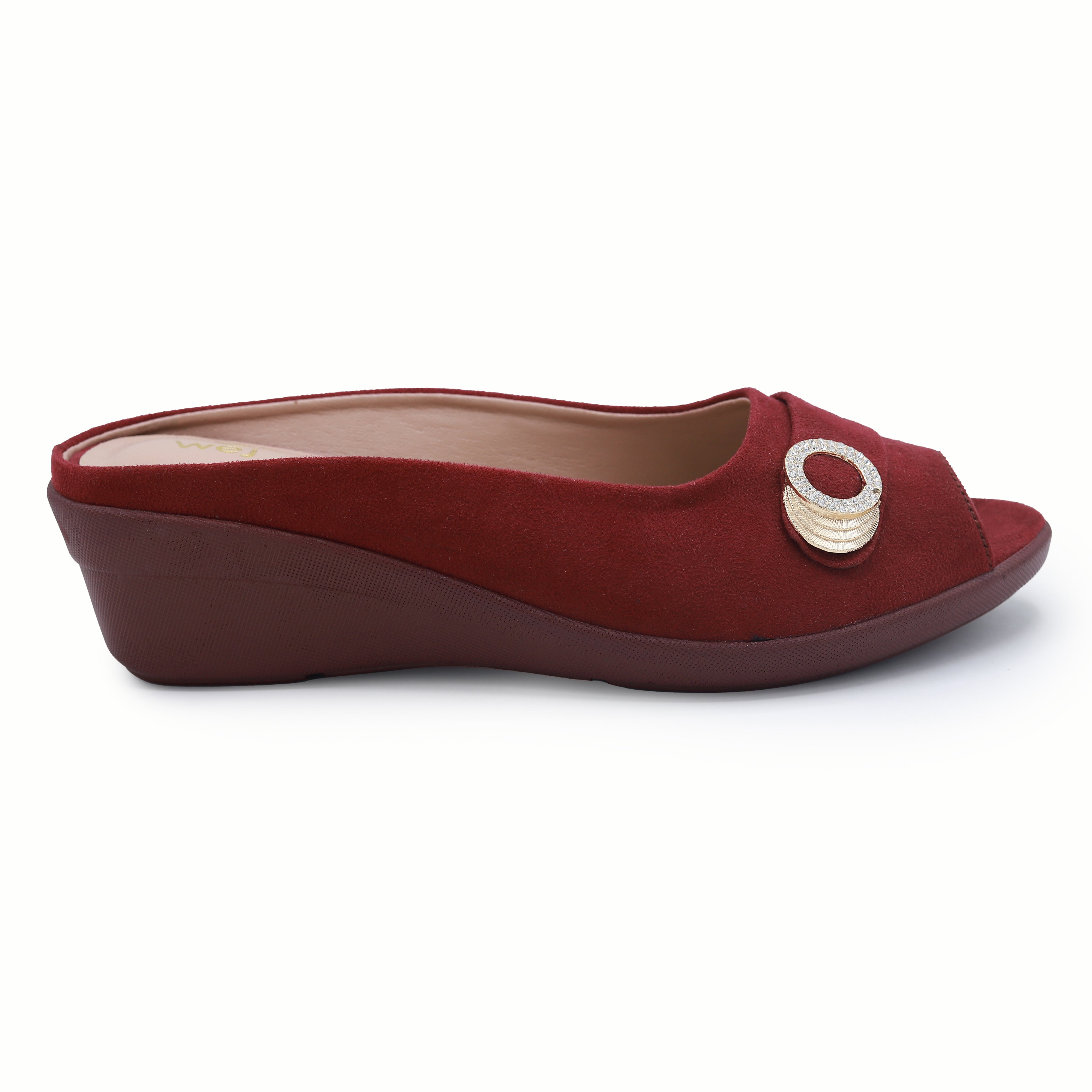 Maroon Wedge Peep Toe Shoes - 8007231