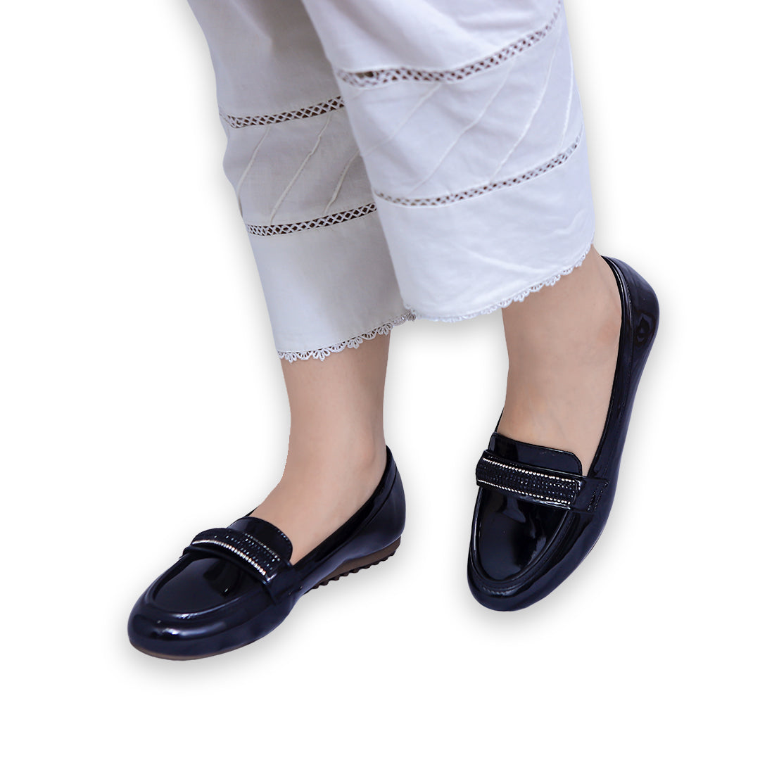 Black Shiny Moccasins - 8004285
