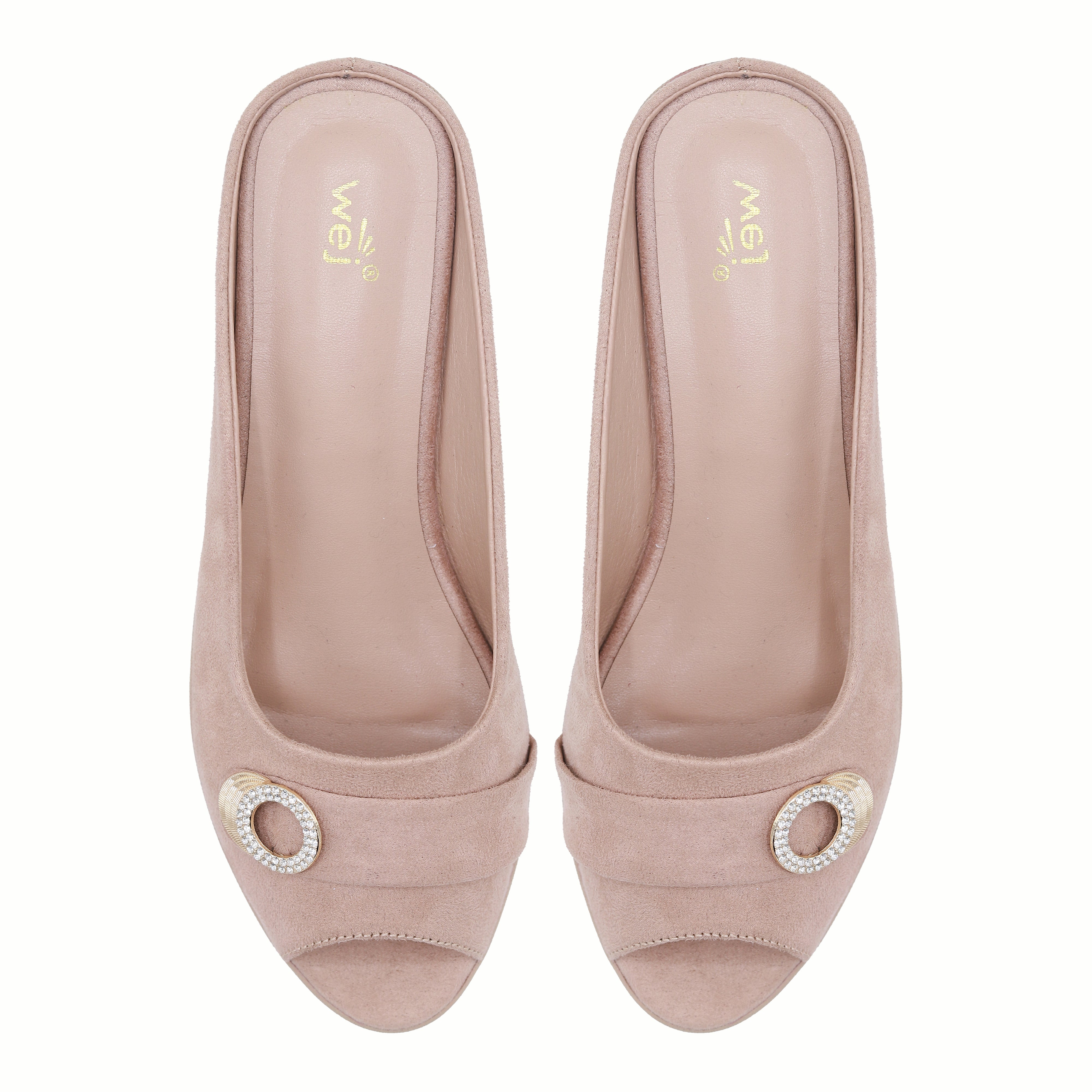 Beige Wedge Peep Toe Shoes - 8007231