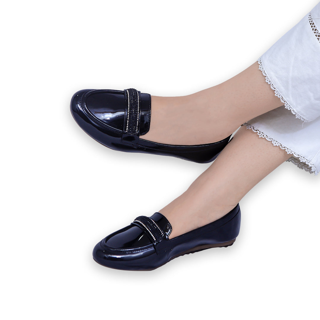 Black Shiny Moccasins - 8004285