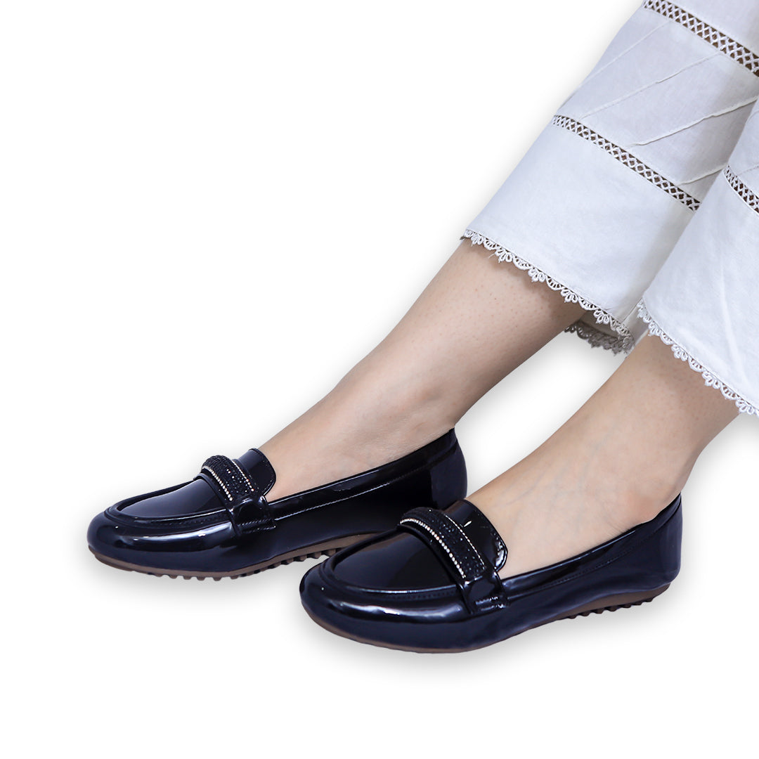 Black Shiny Moccasins - 8004285