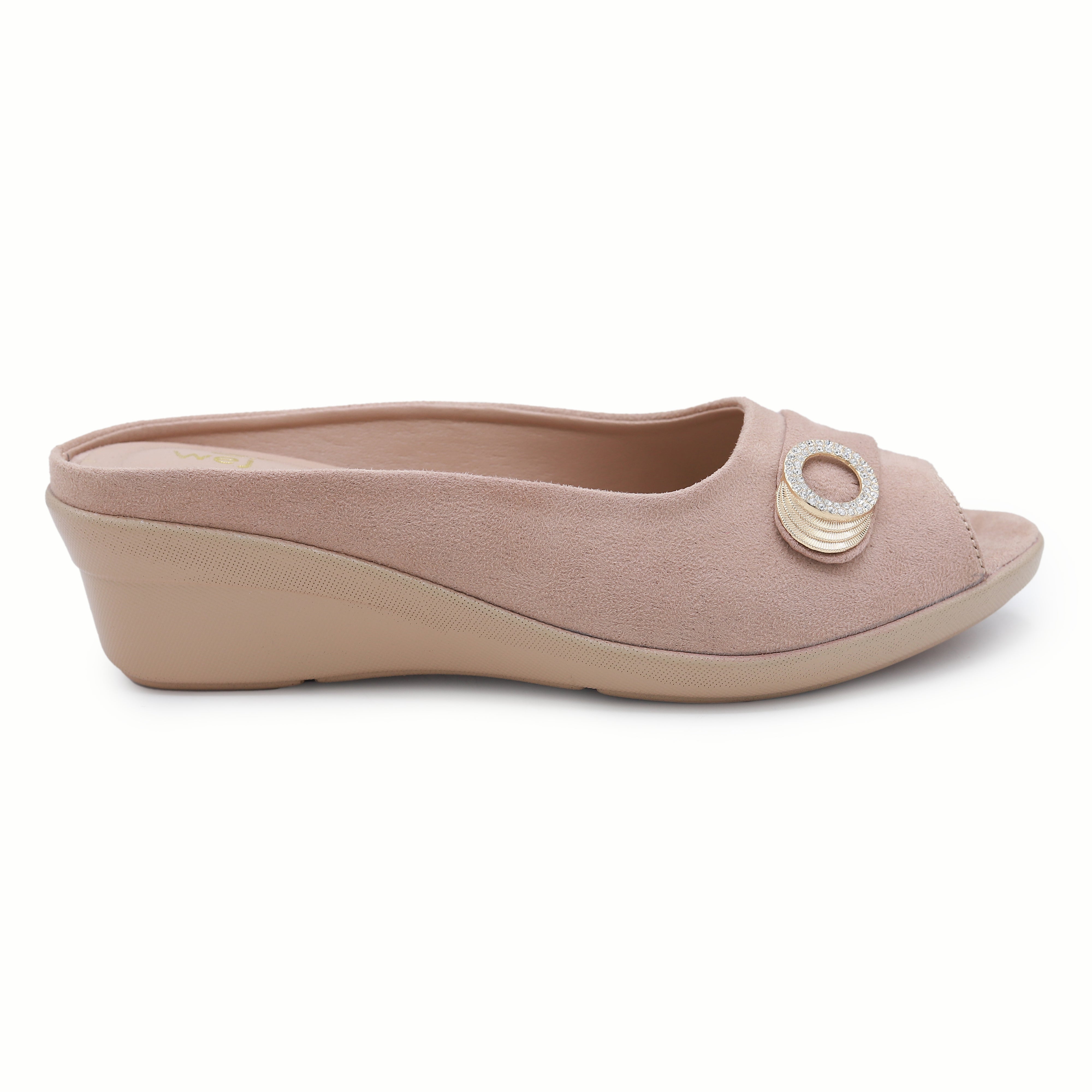 Beige Wedge Peep Toe Shoes - 8007231