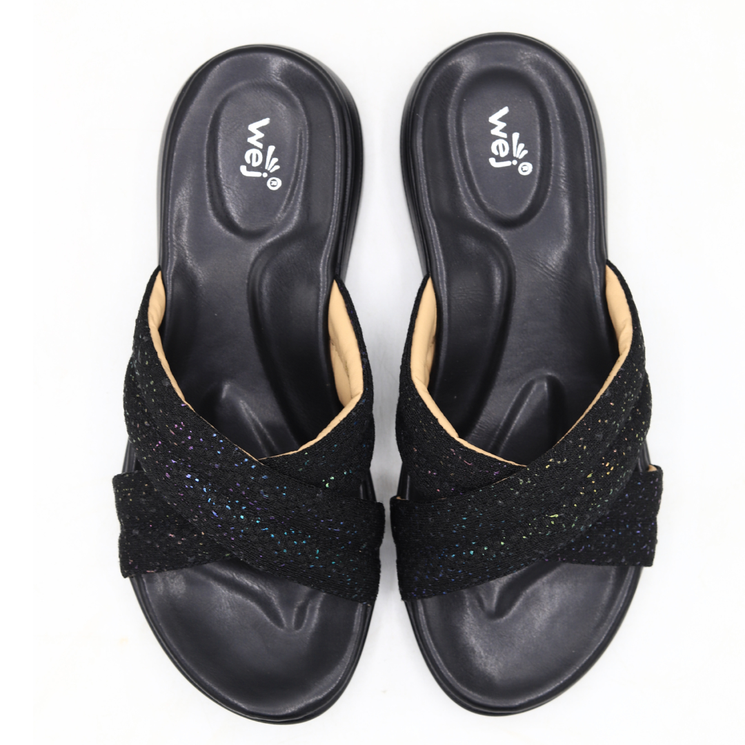 Women’s Black Slip-On Slippers - 8003491
