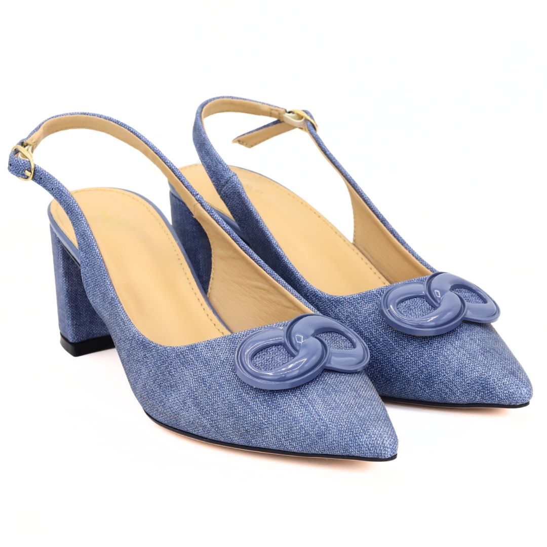Blue Sling back Square Heel Sandal / 8102147