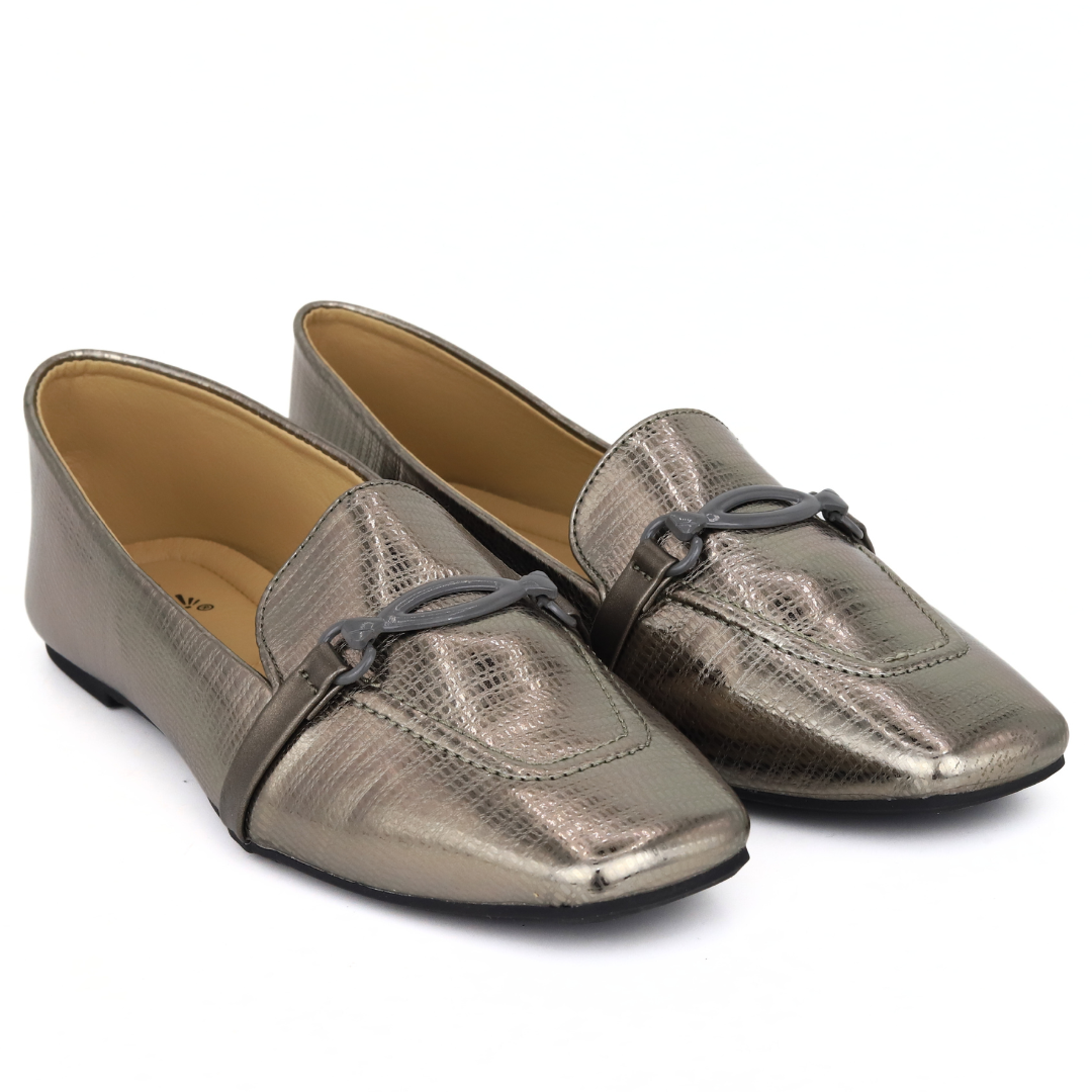 Gray Metallic Loafers - 8006209
