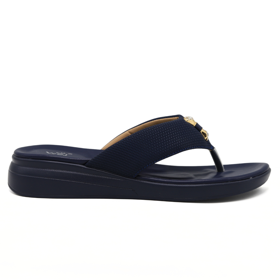 Navy Casual Leather Flip-Flops - 800194