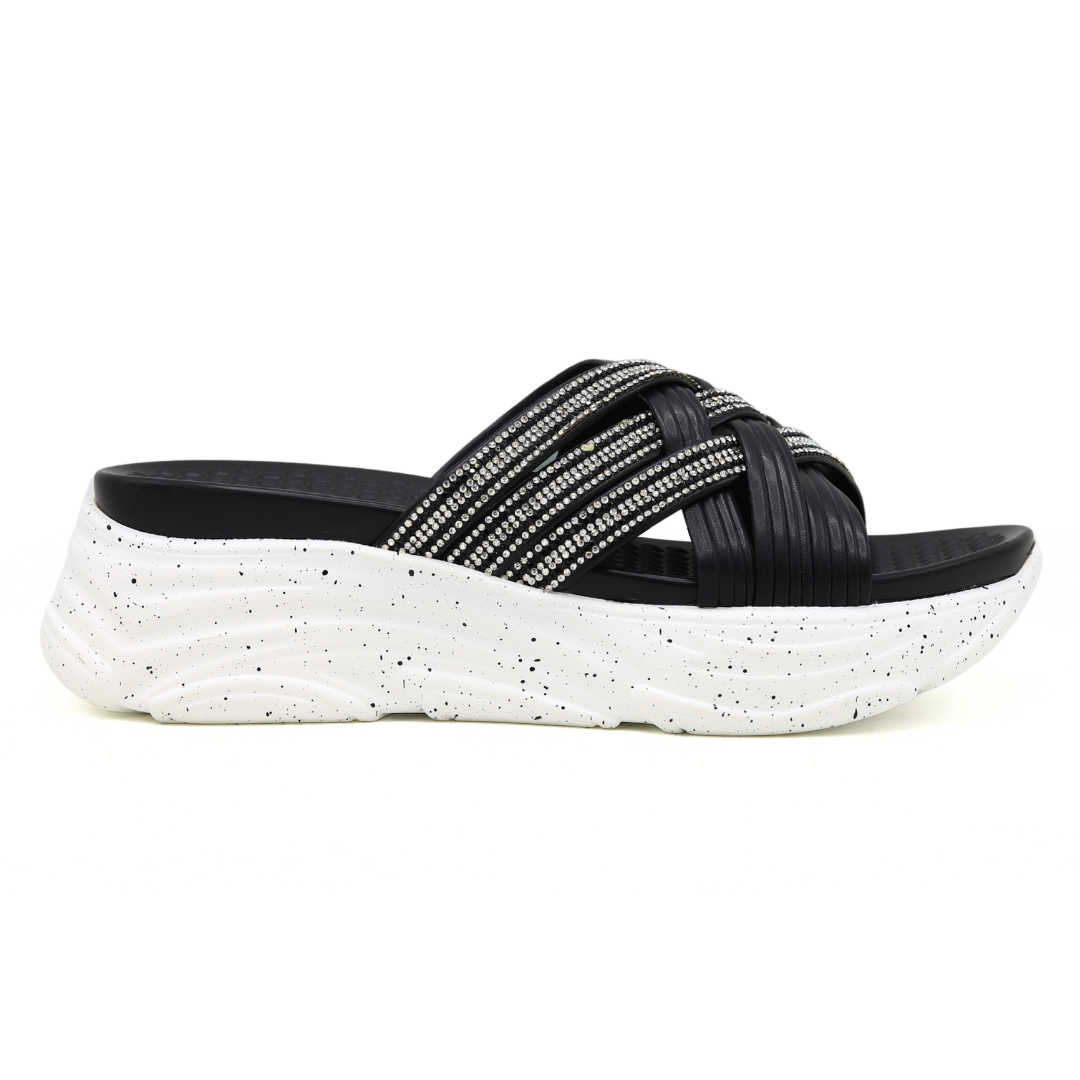 Women’s Black Criss Cross Slippers - 8003506