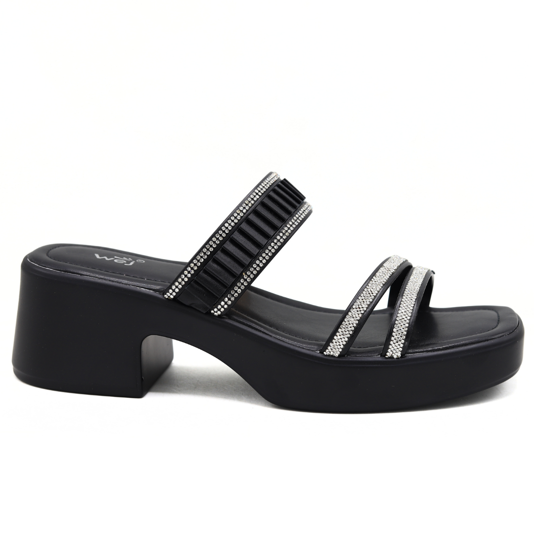 Chic Black Block Heels - 8003448