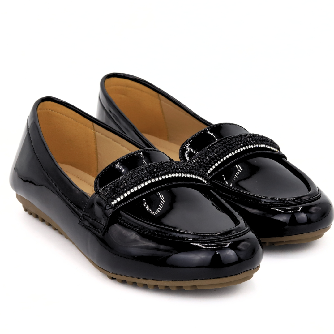 Black Shiny Moccasins - 8004285