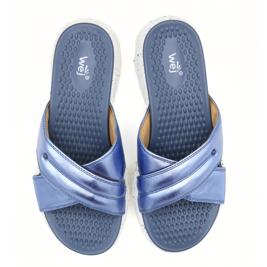 Women’s Blue Criss Cross Slippers - 8003505