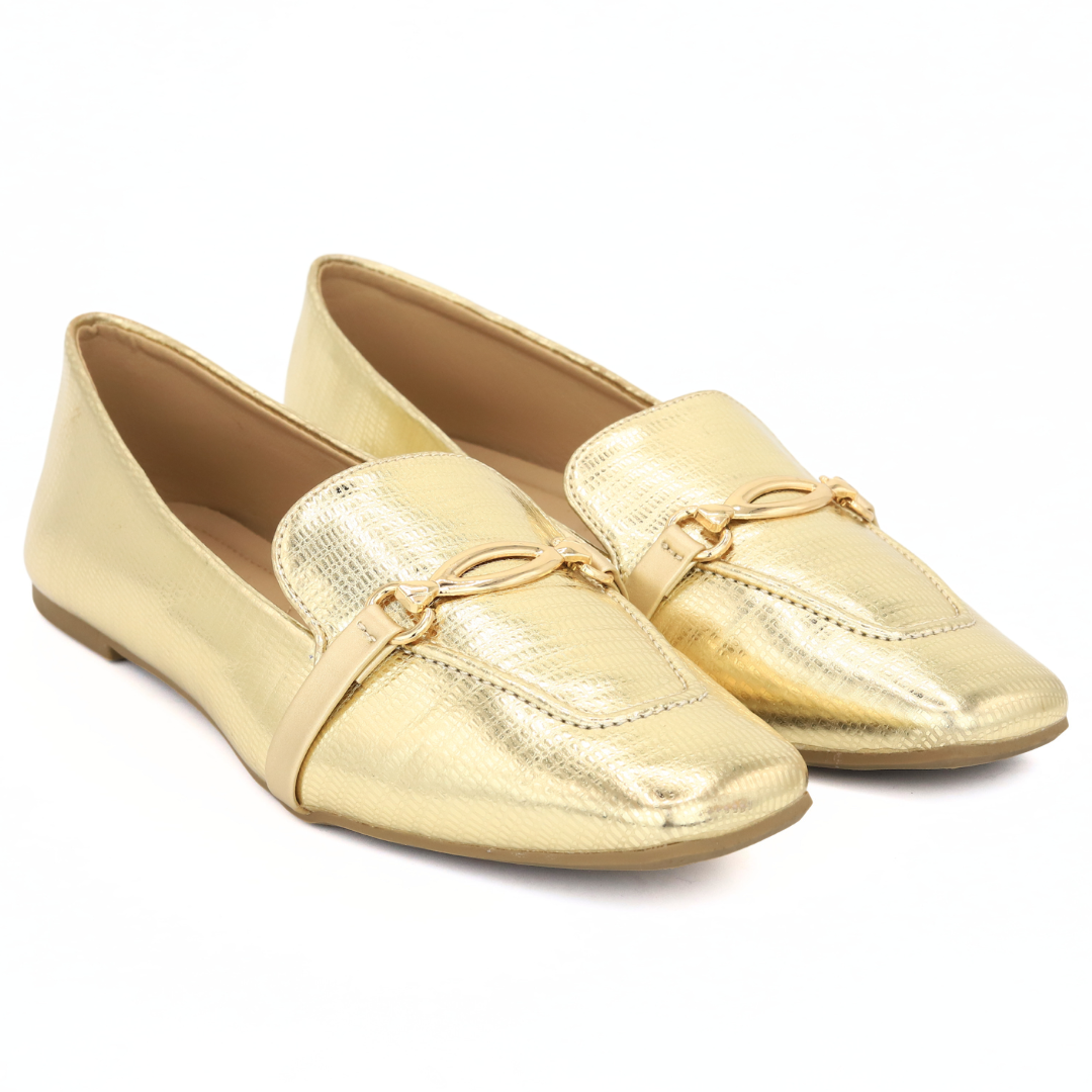 Gold Metallic Loafers - 8006209