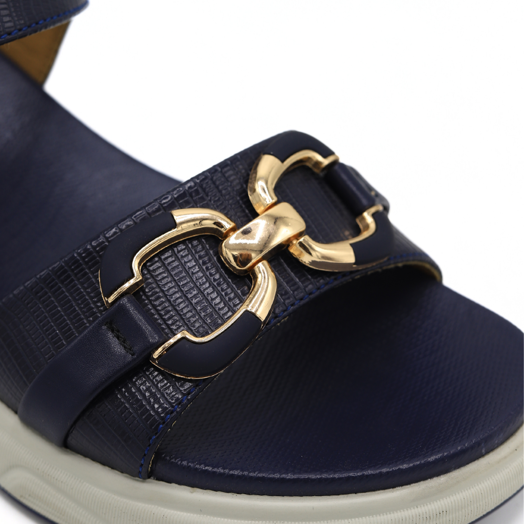 Navy Blue Wedge Sandals - 8002299
