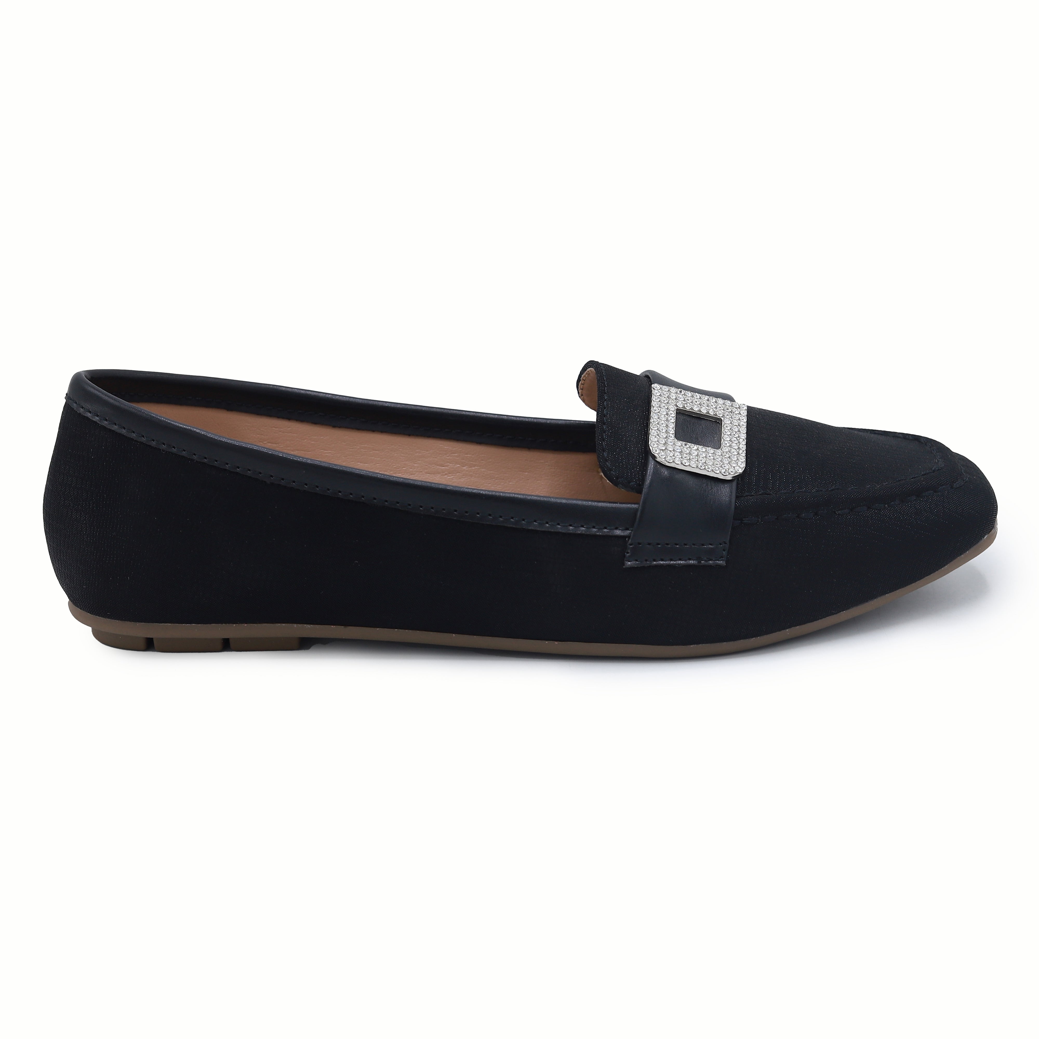 Black Ladies Moccasin Shoes - 8004414