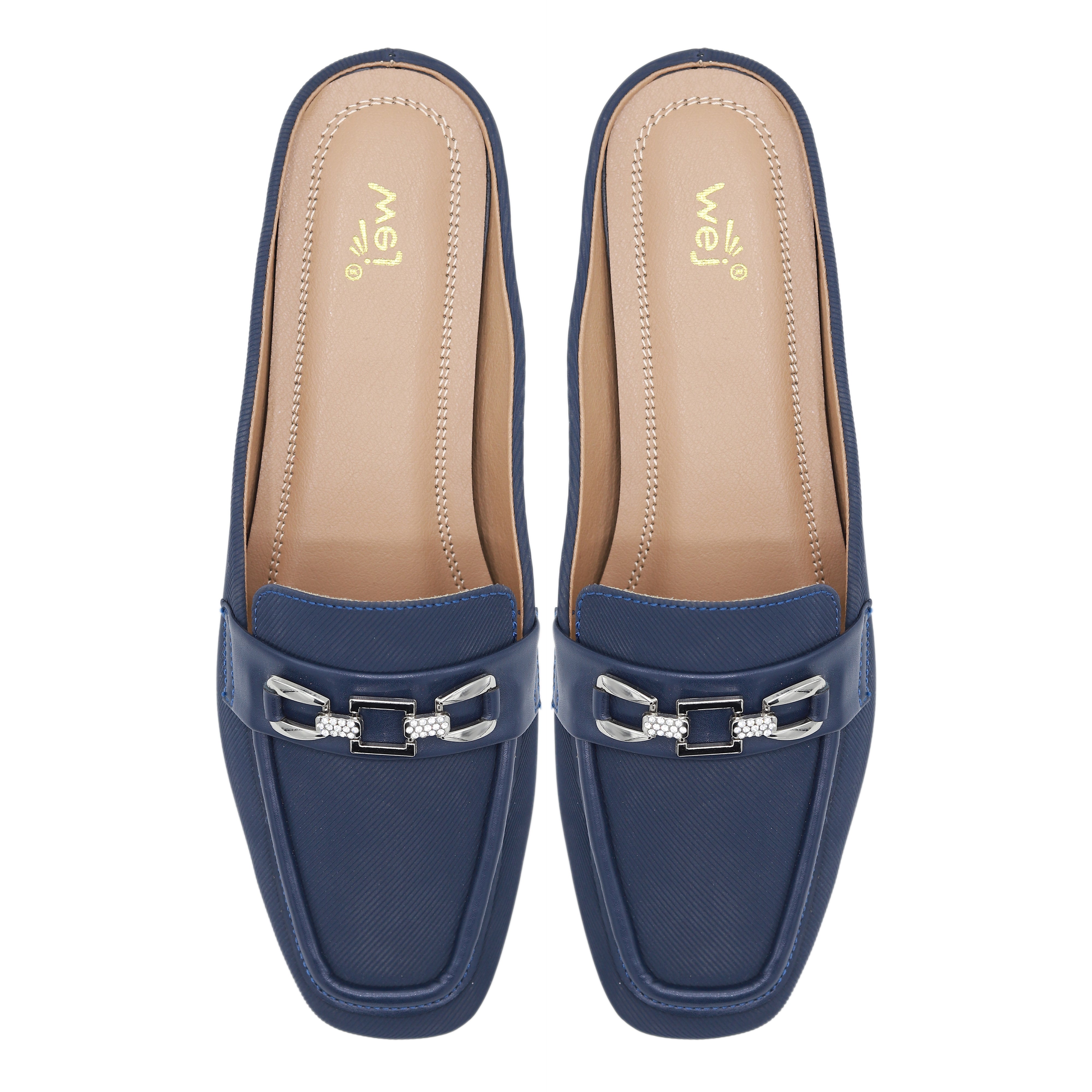 Navy Blue Loafer Mules - 8004332