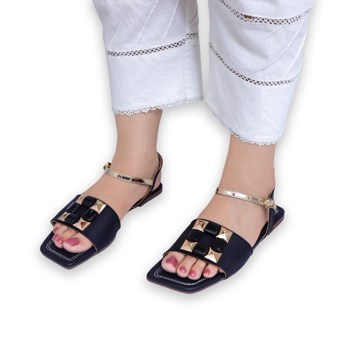 Black Ladies Flat Sandals - 7002331