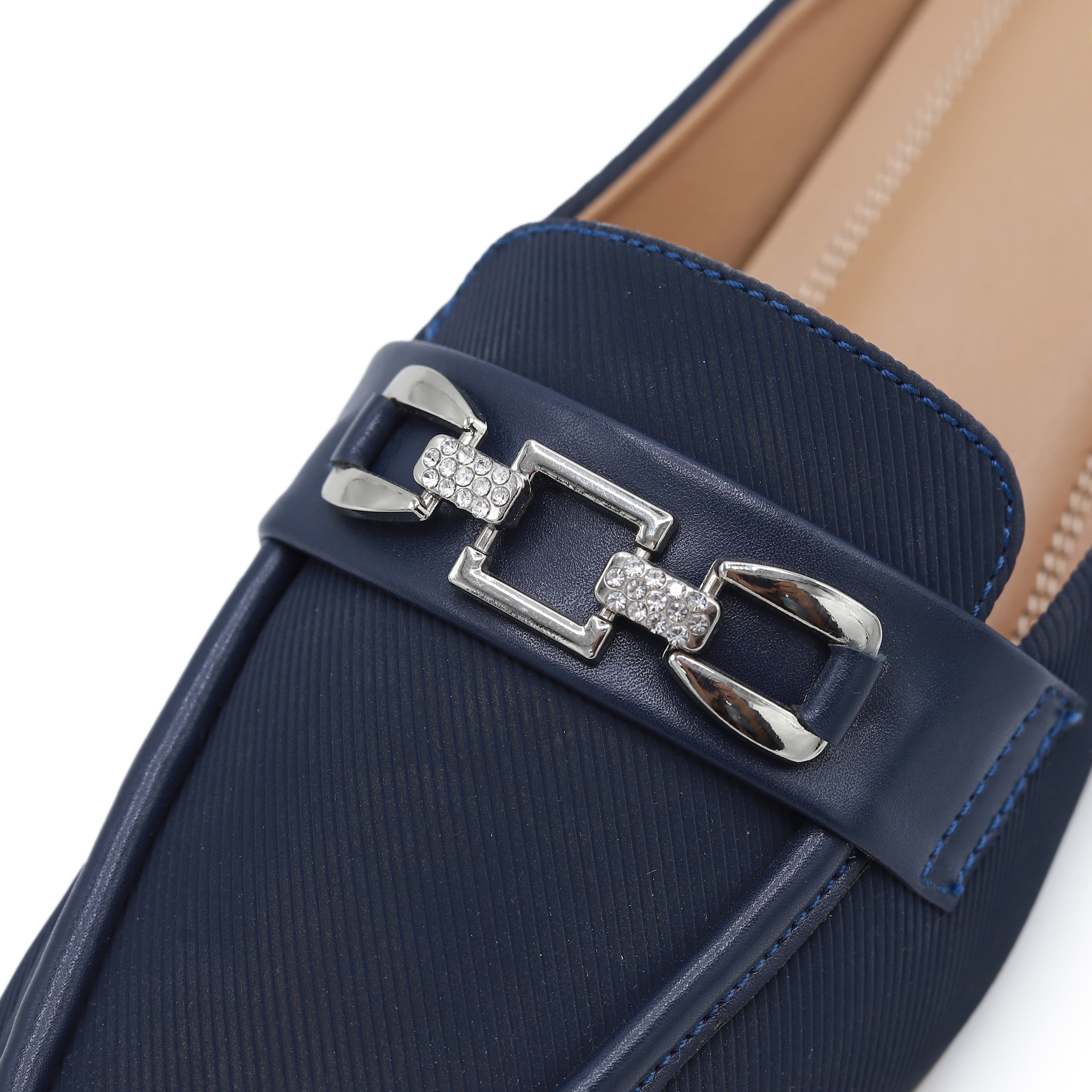 Navy Blue Loafer Mules - 8004332