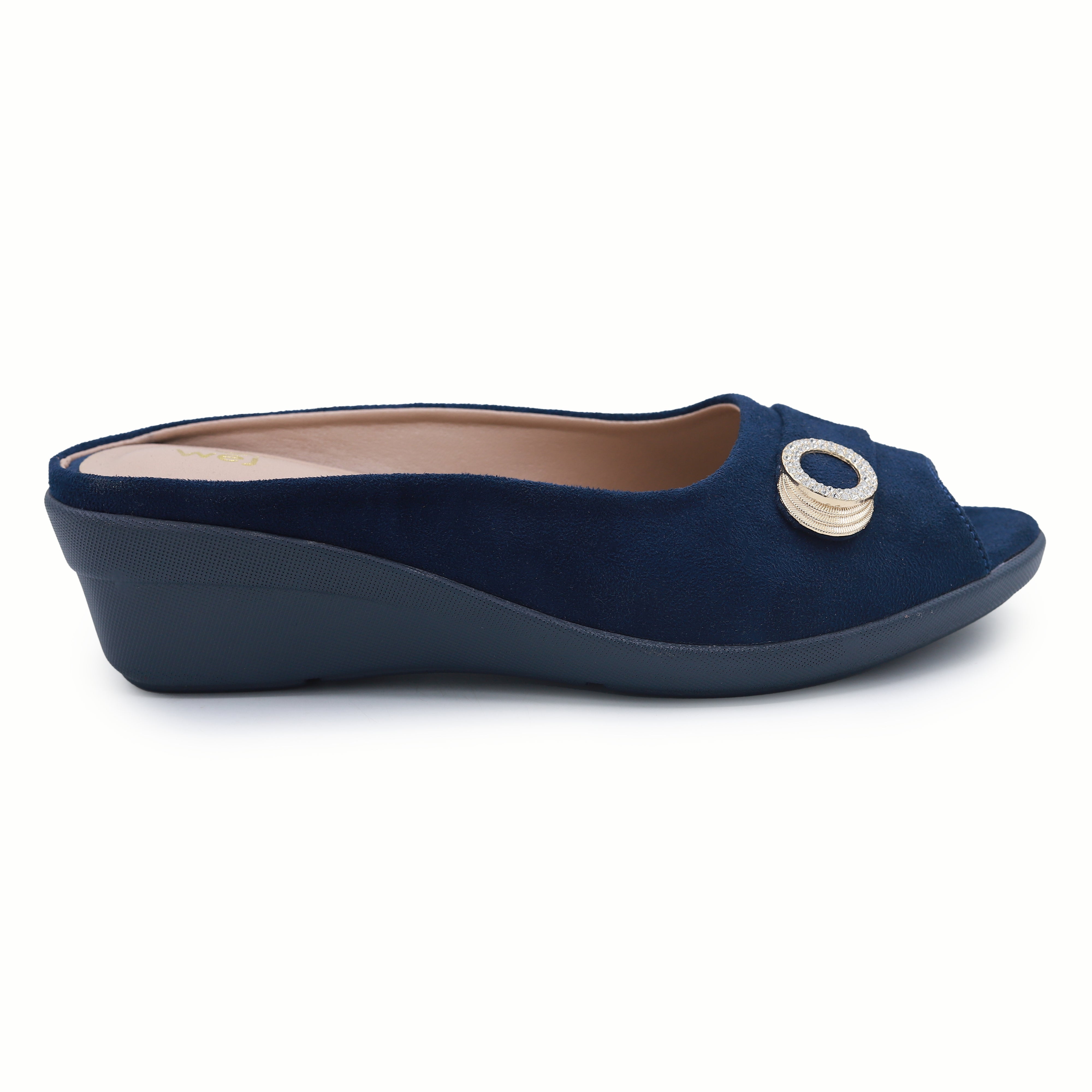 Navy Wedge Peep Toe Shoes - 8007231