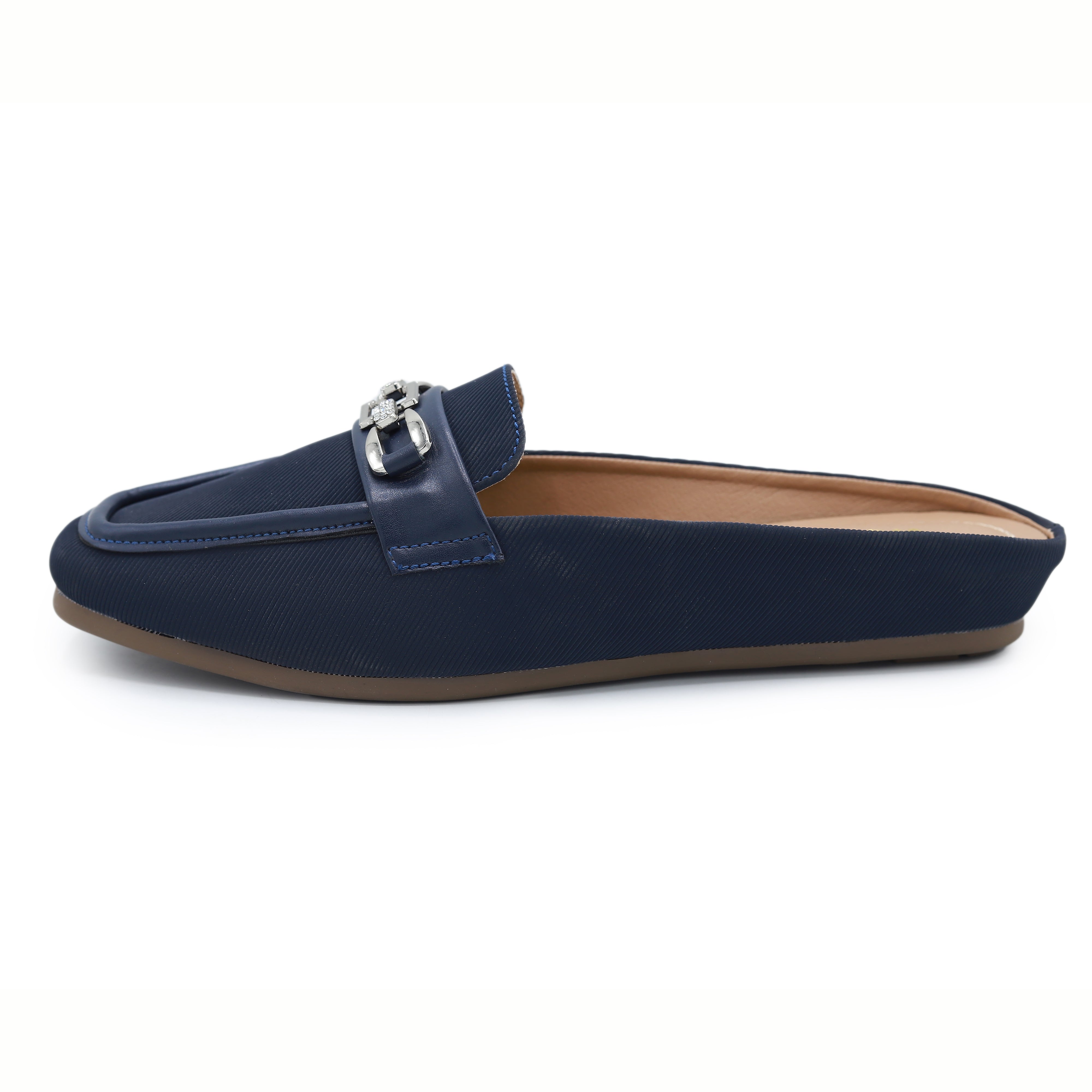 Navy Blue Loafer Mules - 8004332