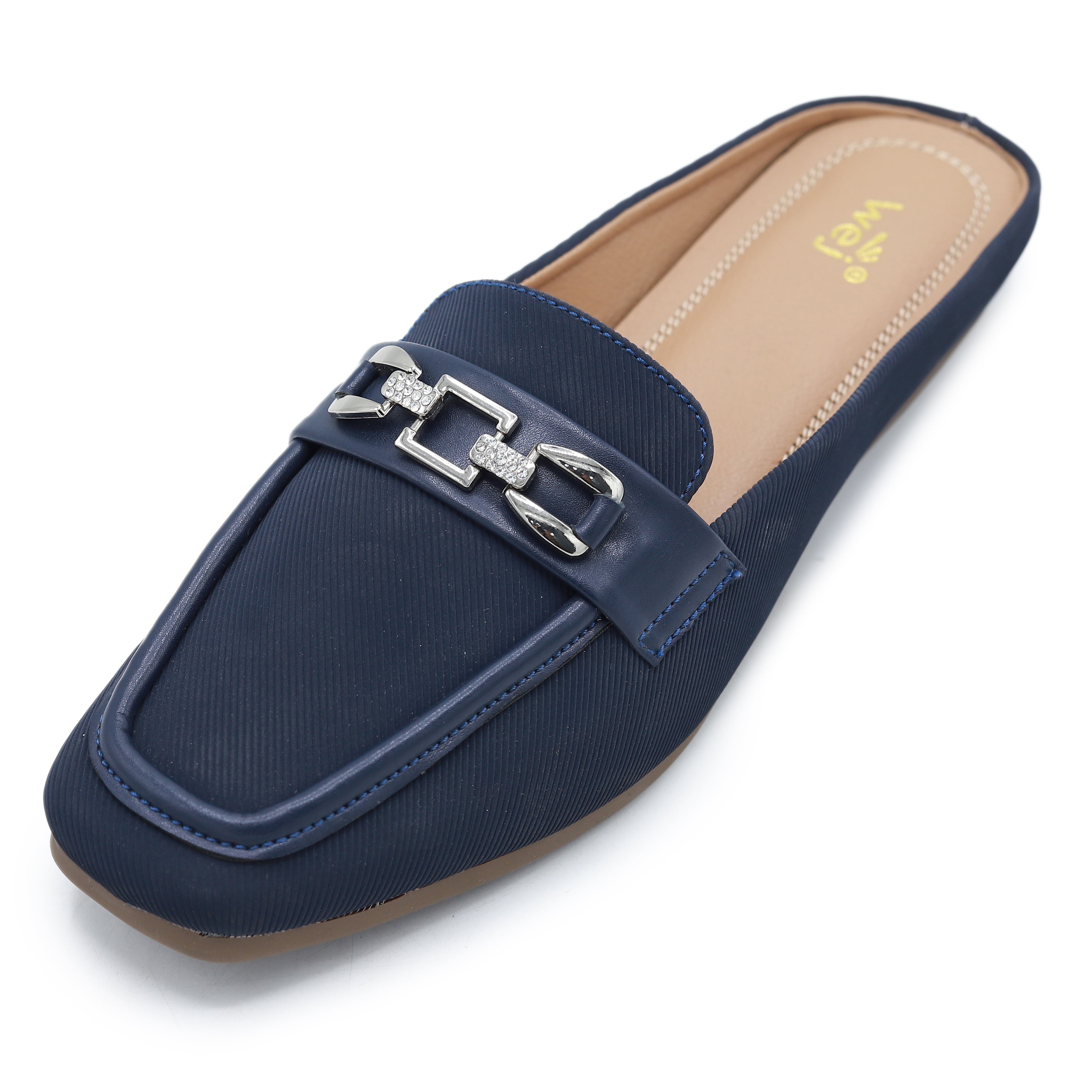 Navy Blue Loafer Mules - 8004332