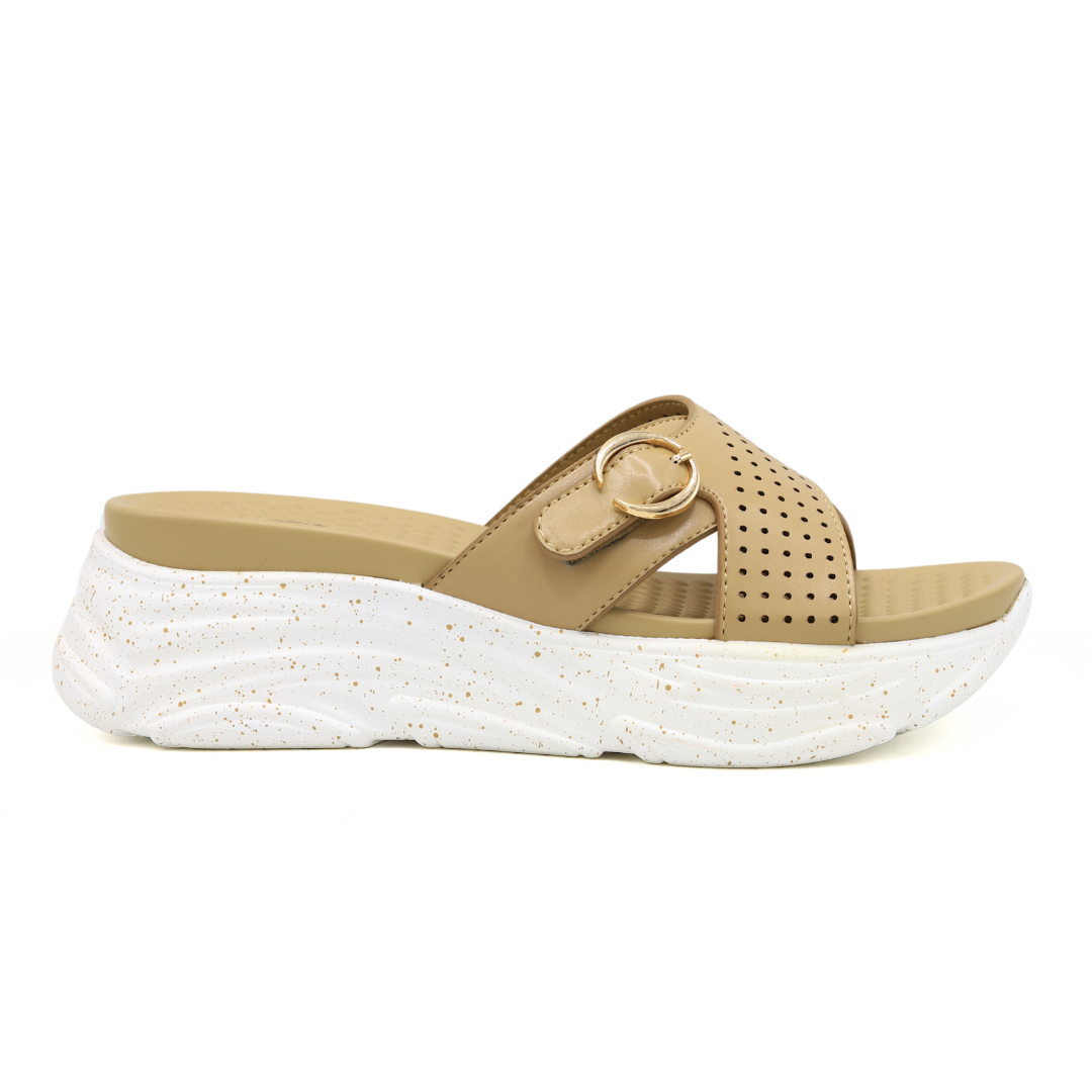 Women’s Beige Criss Cross Slippers - 8003504
