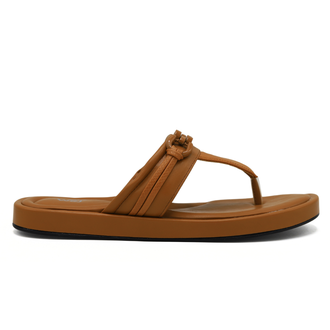 Tan Casual Leather Flip-Flops - 800178