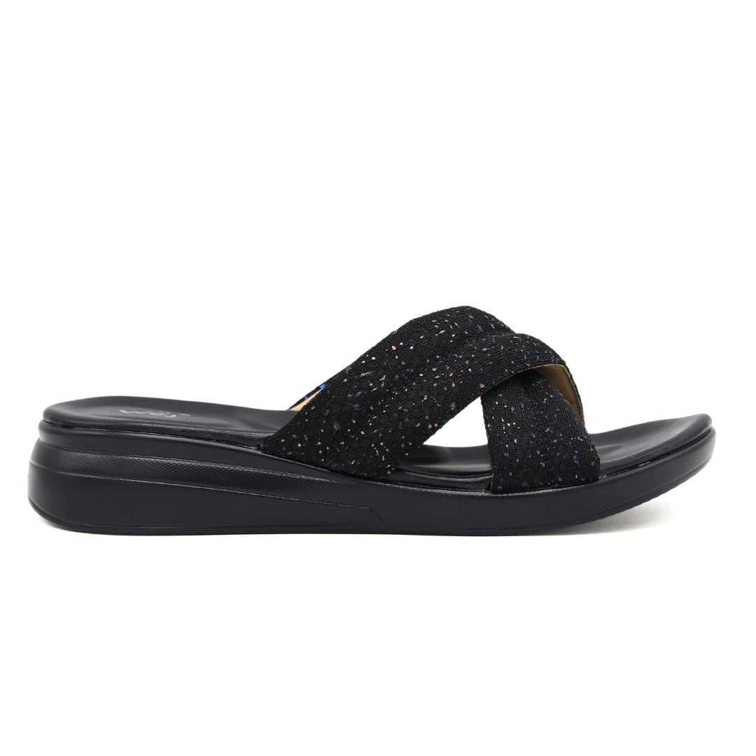 Women’s Black Slip-On Slippers - 8003491