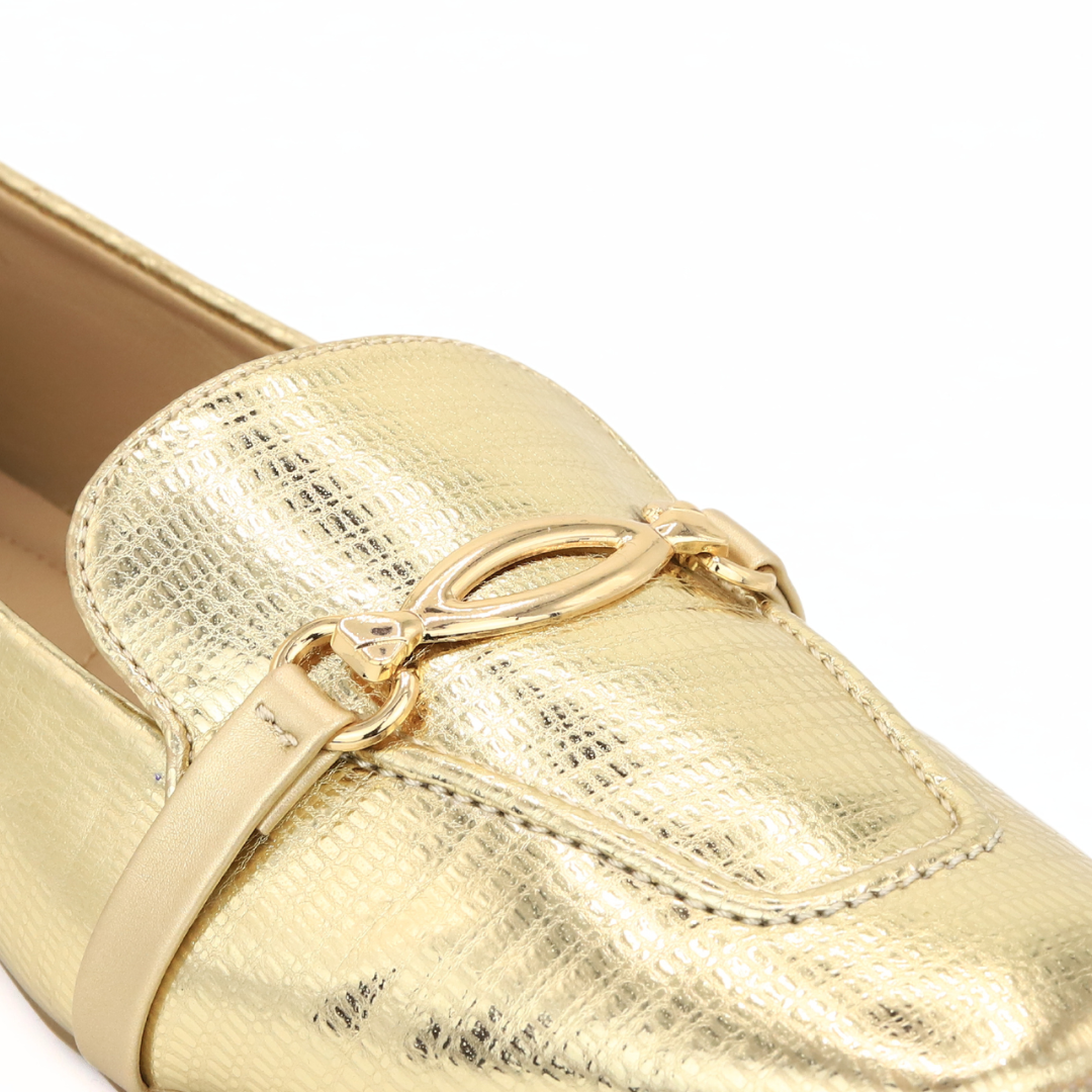 Gold Metallic Loafers - 8006209