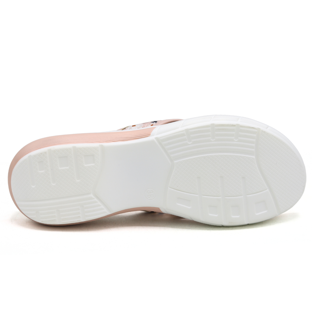 Patterned Crisscross Wedge Slippers – 8003487 T-Pink