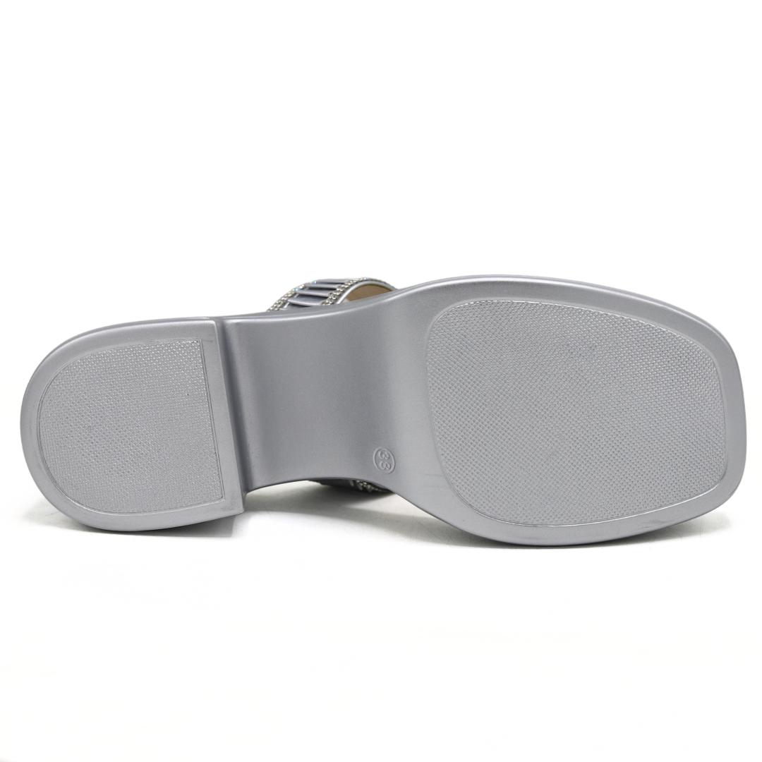 Chic Silver Block Heels - 8003448