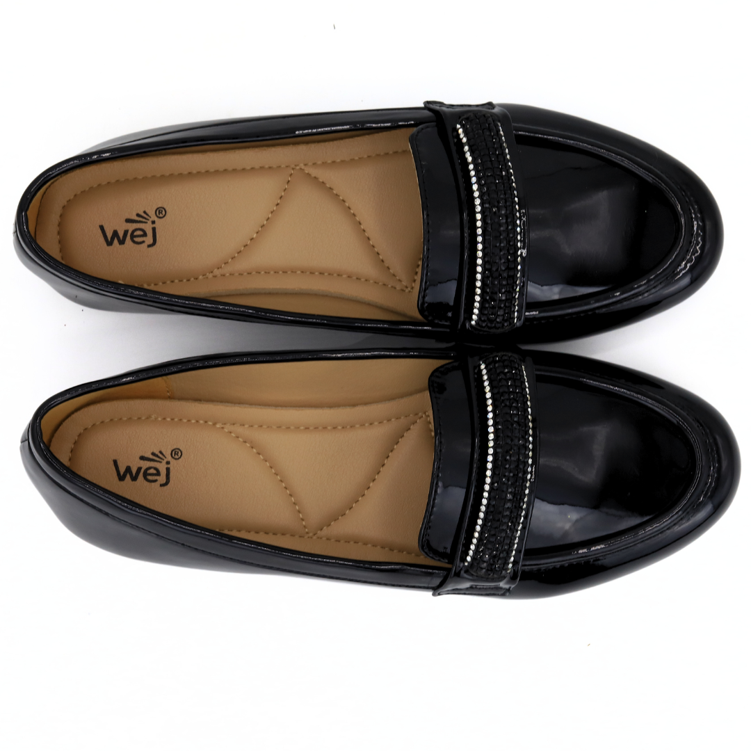 Black Shiny Moccasins - 8004285