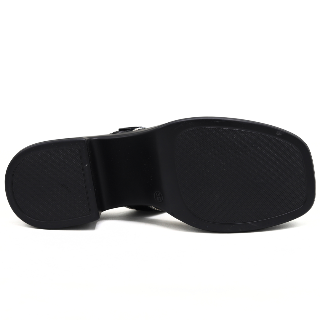 Chic Black Block Heels - 8003448