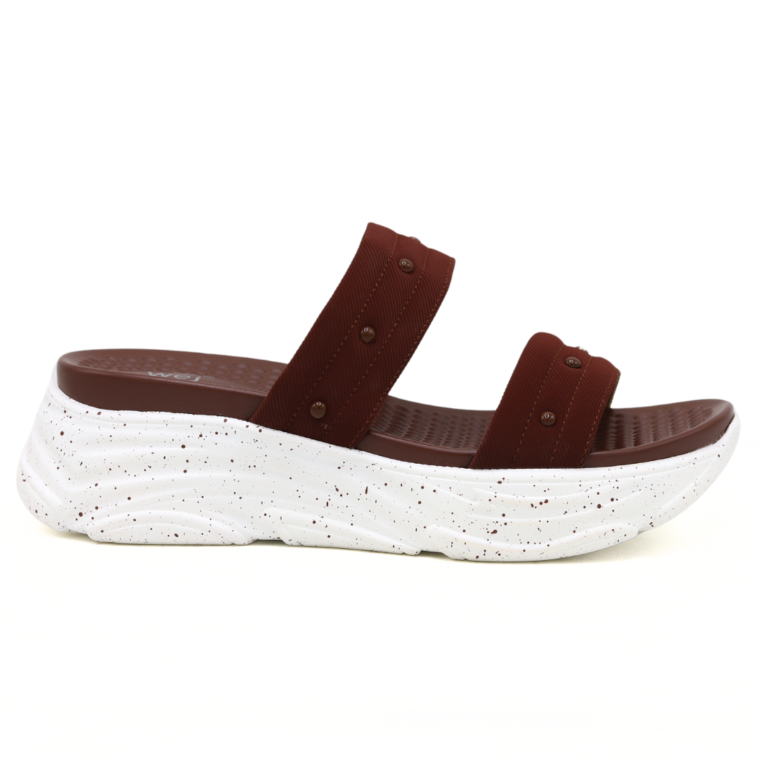 Maroon WEJ Double Strap Slippers – 8003503