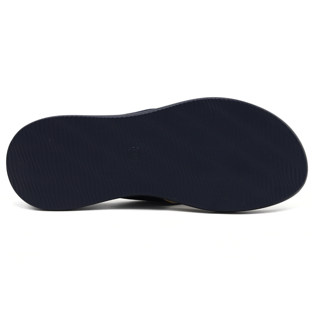 Navy Casual Leather Flip-Flops - 800194