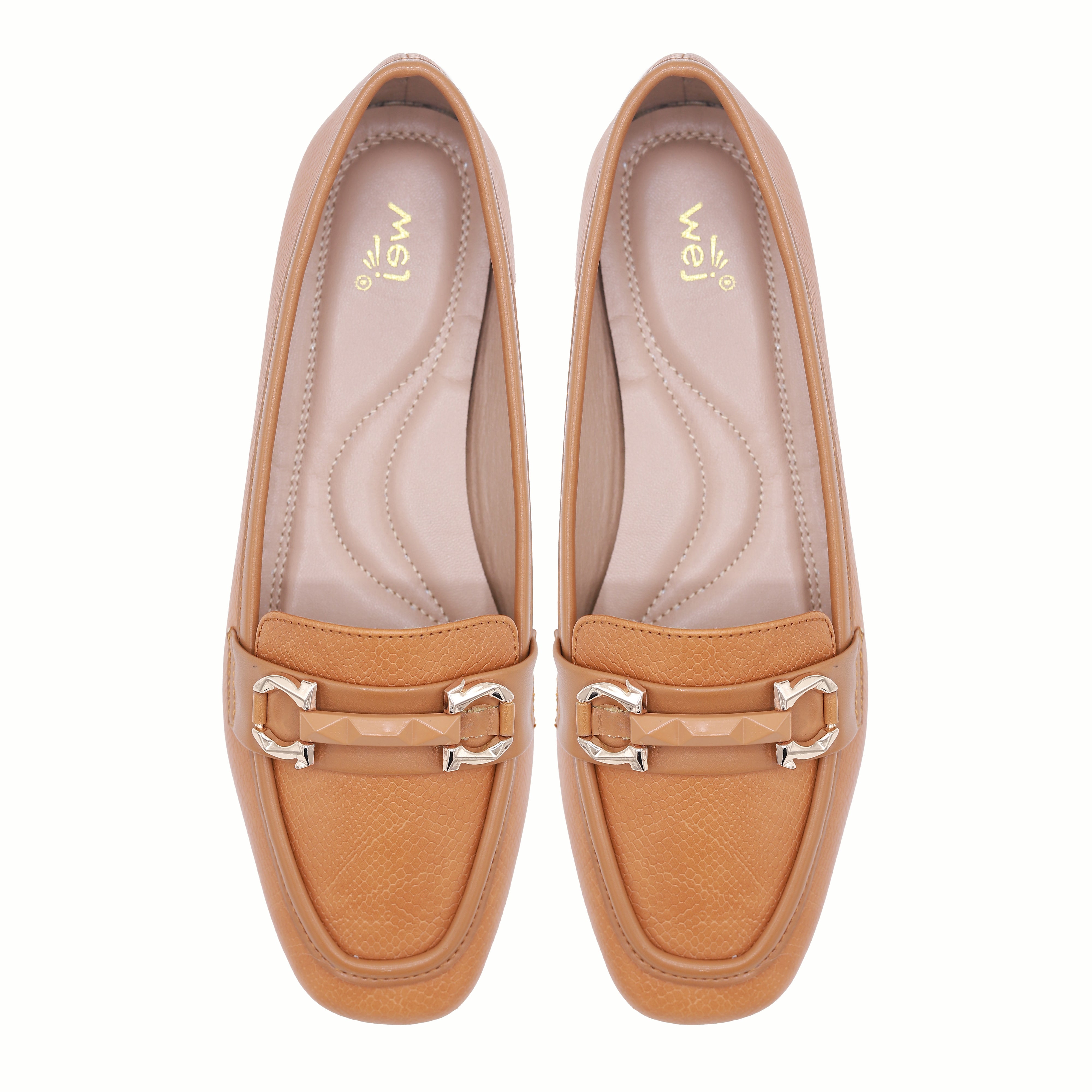 Tan Loafers Shoes For Women - 8004419