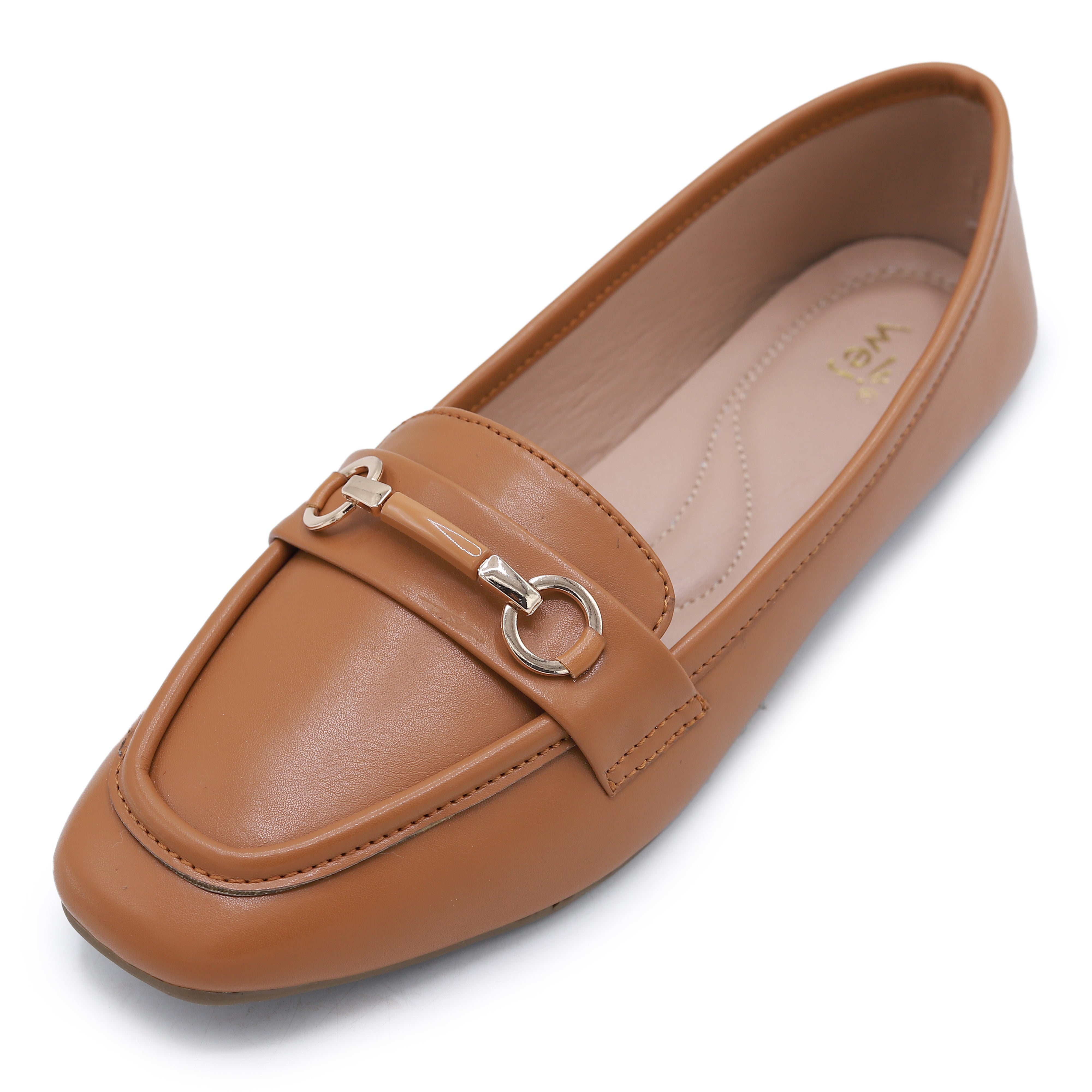 Modern Square Toe Tan Loafers - 8004412