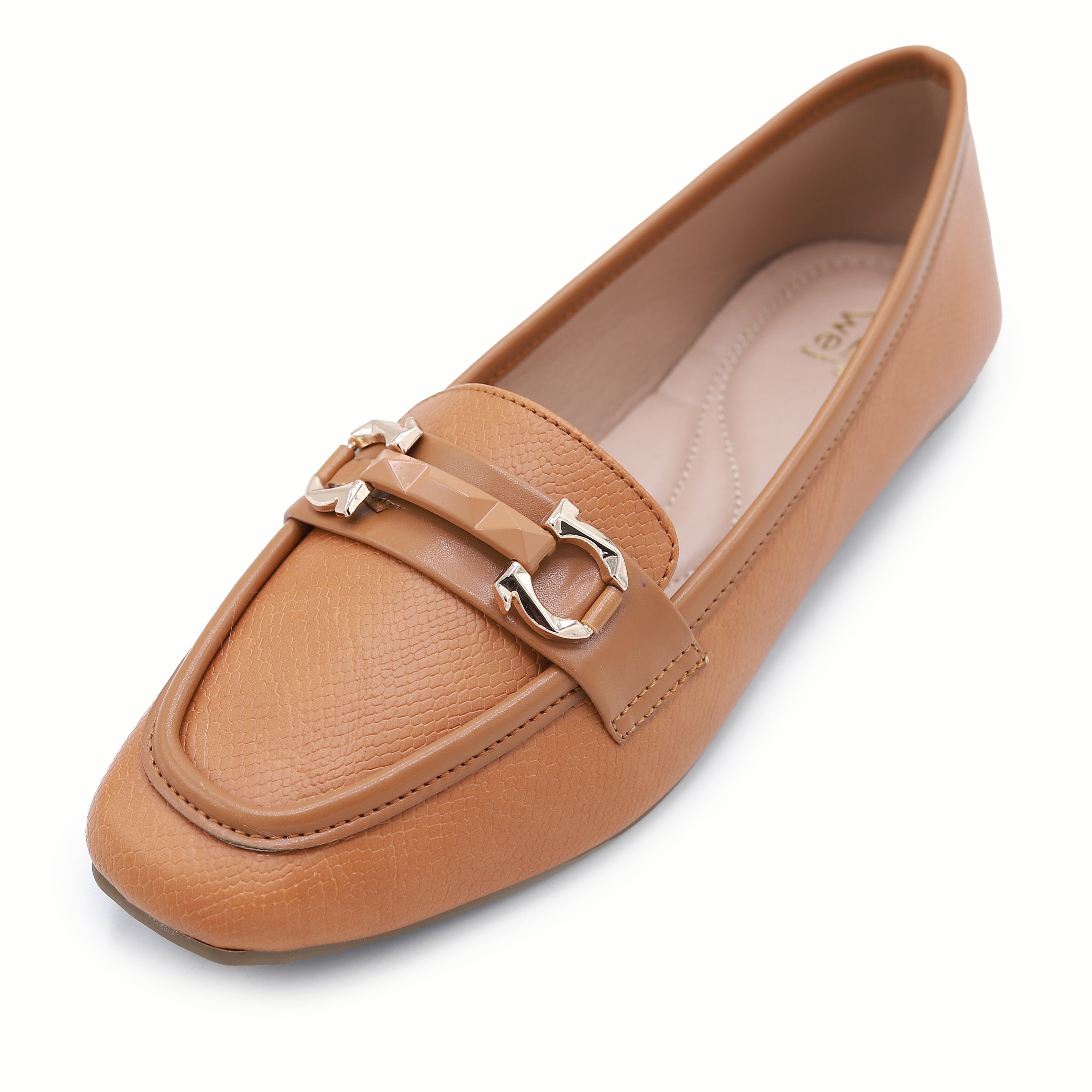 Tan Loafers Shoes For Women - 8004419