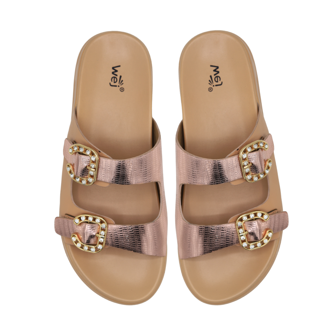 Peach Double Buckle Slides - 8003430