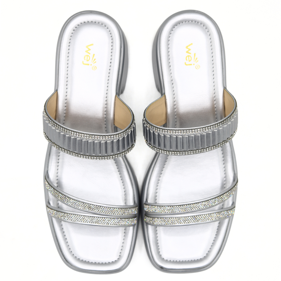 Chic Silver Block Heels - 8003448