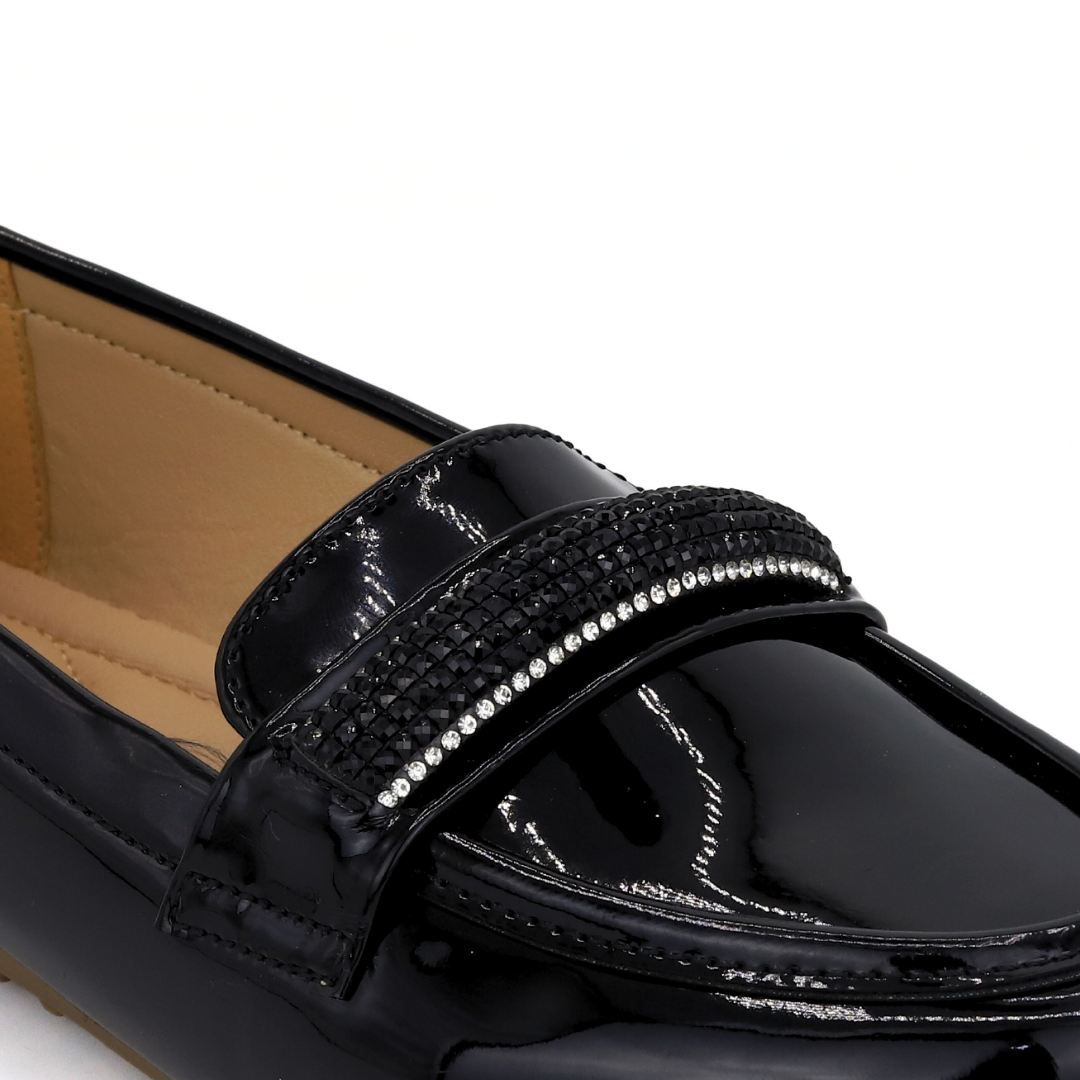 Black Shiny Moccasins - 8004285