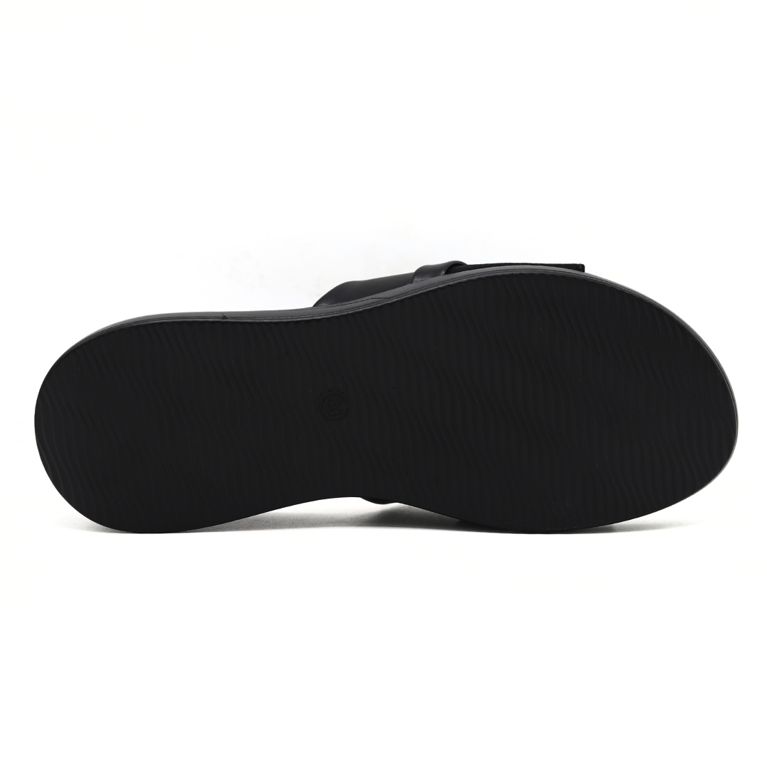 Black Elegant Buckle Softy Slides - 8003493