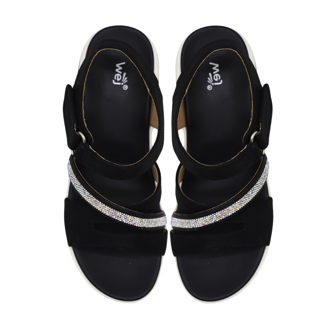 Black Comfort Strap Sandals - 8002306