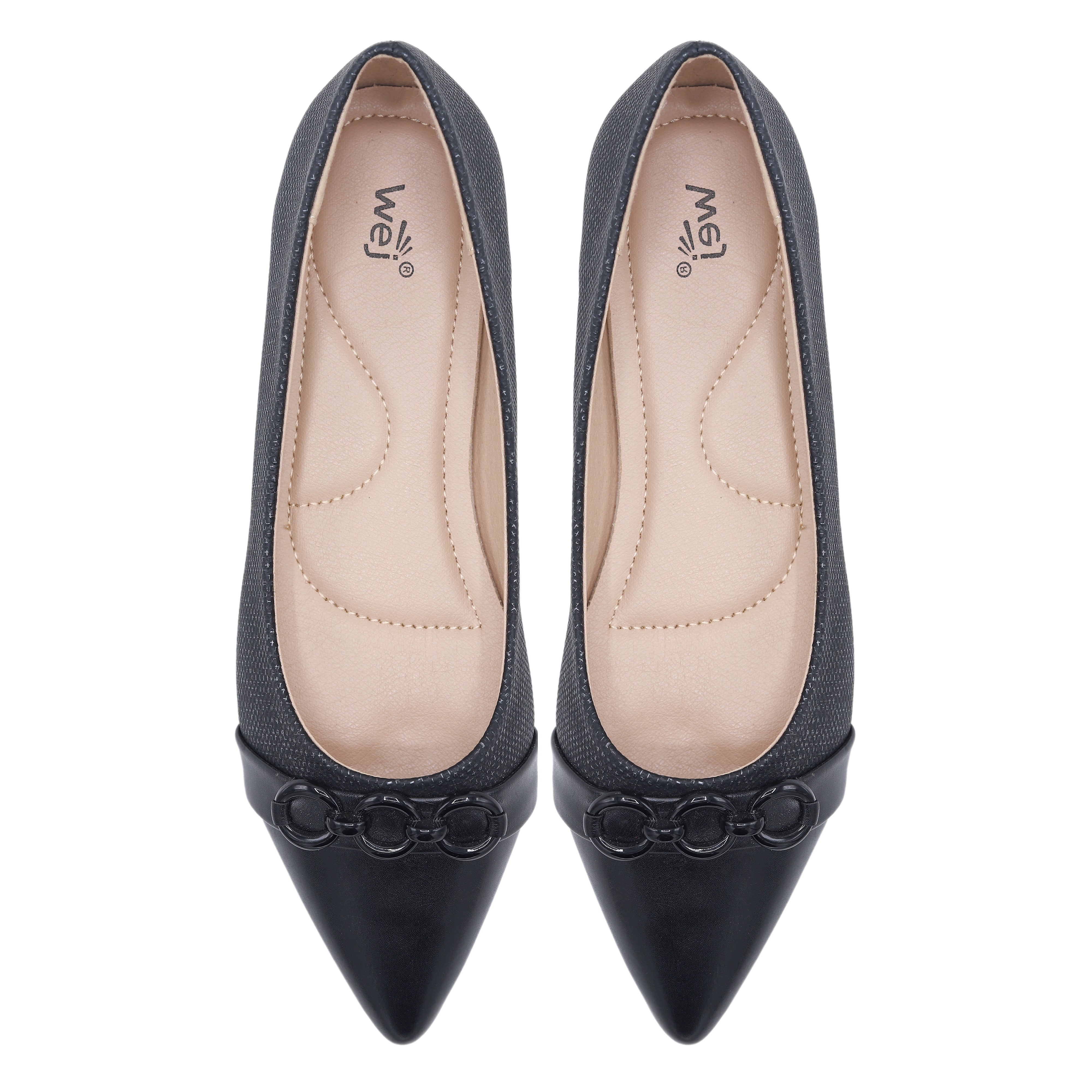 Black Pointed Toe Flats - 8006295