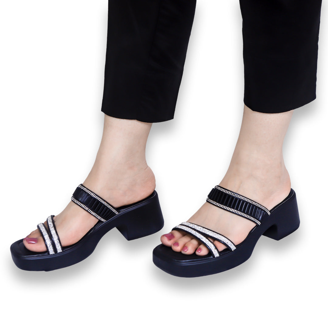 Chic Black Block Heels - 8003448