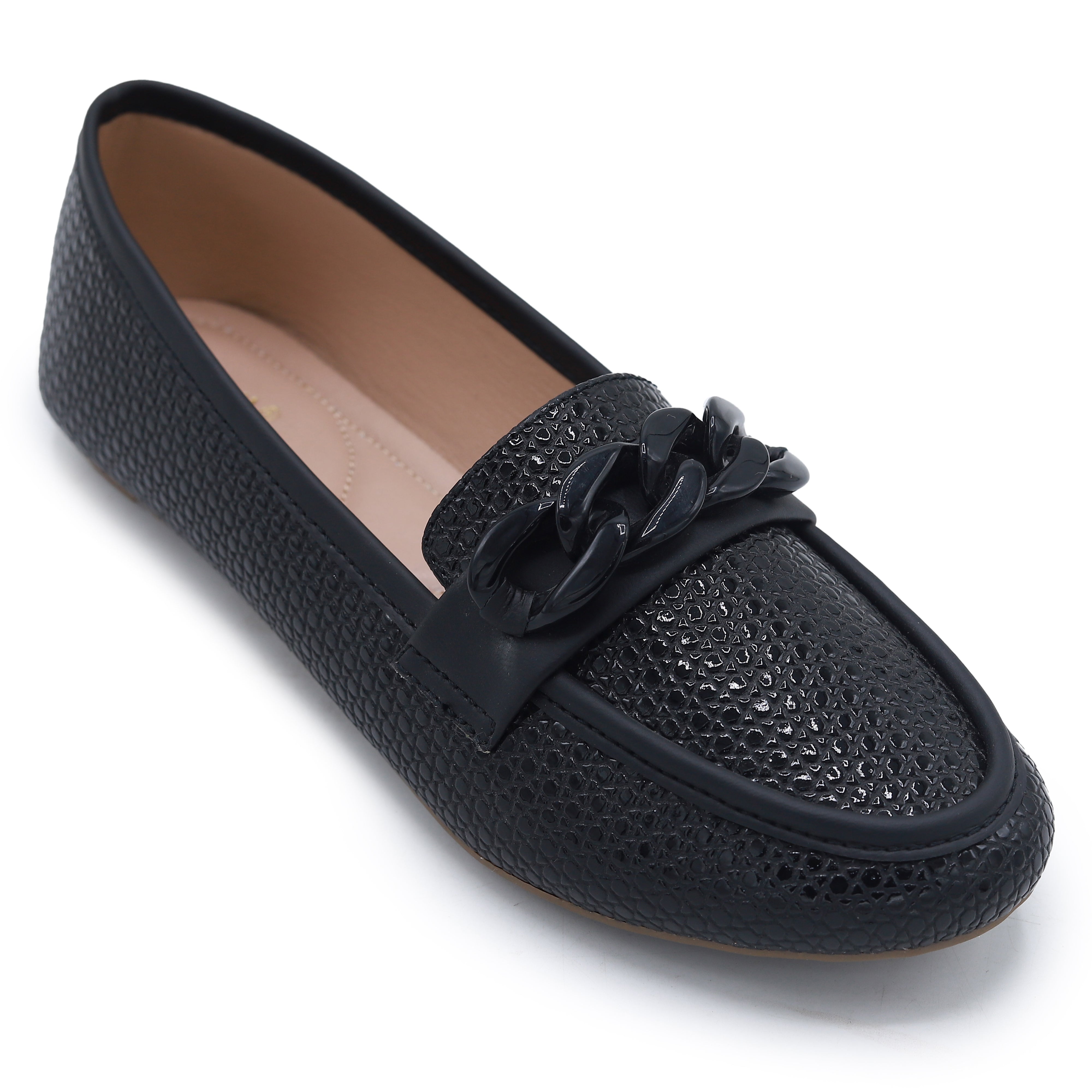 Textured Black Loafers - 8004438