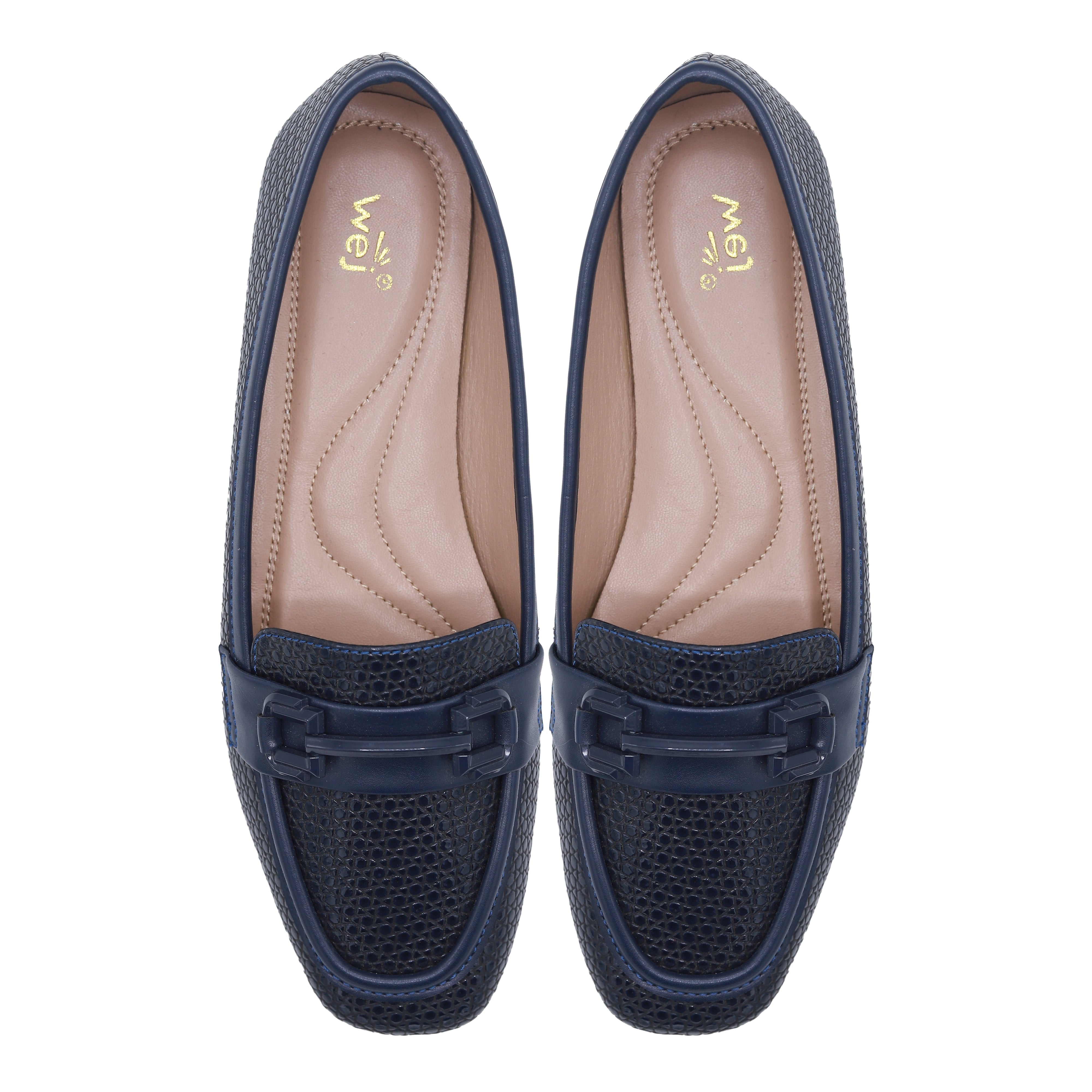 Textured Navy Loafers - 8004442