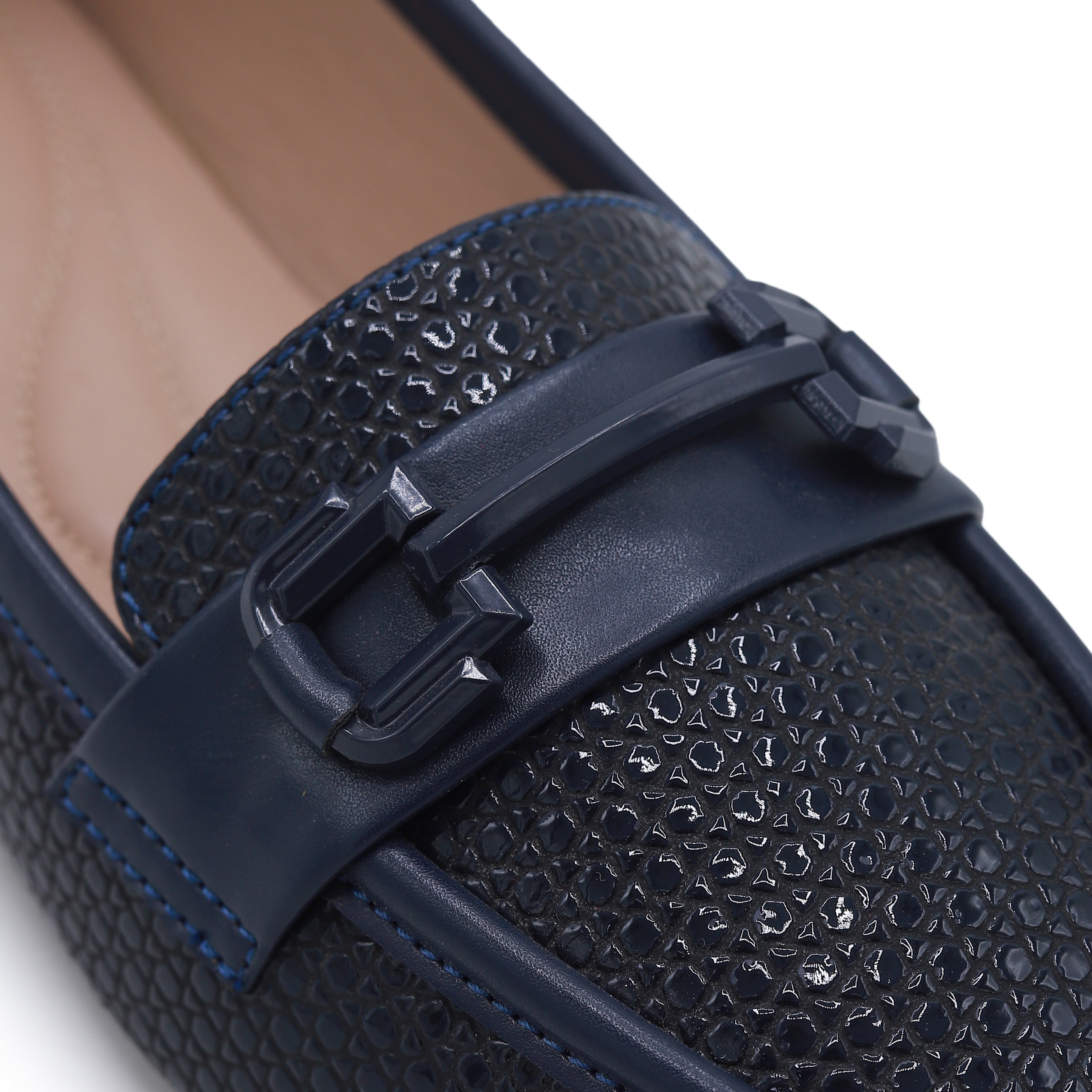 Textured Navy Loafers - 8004442