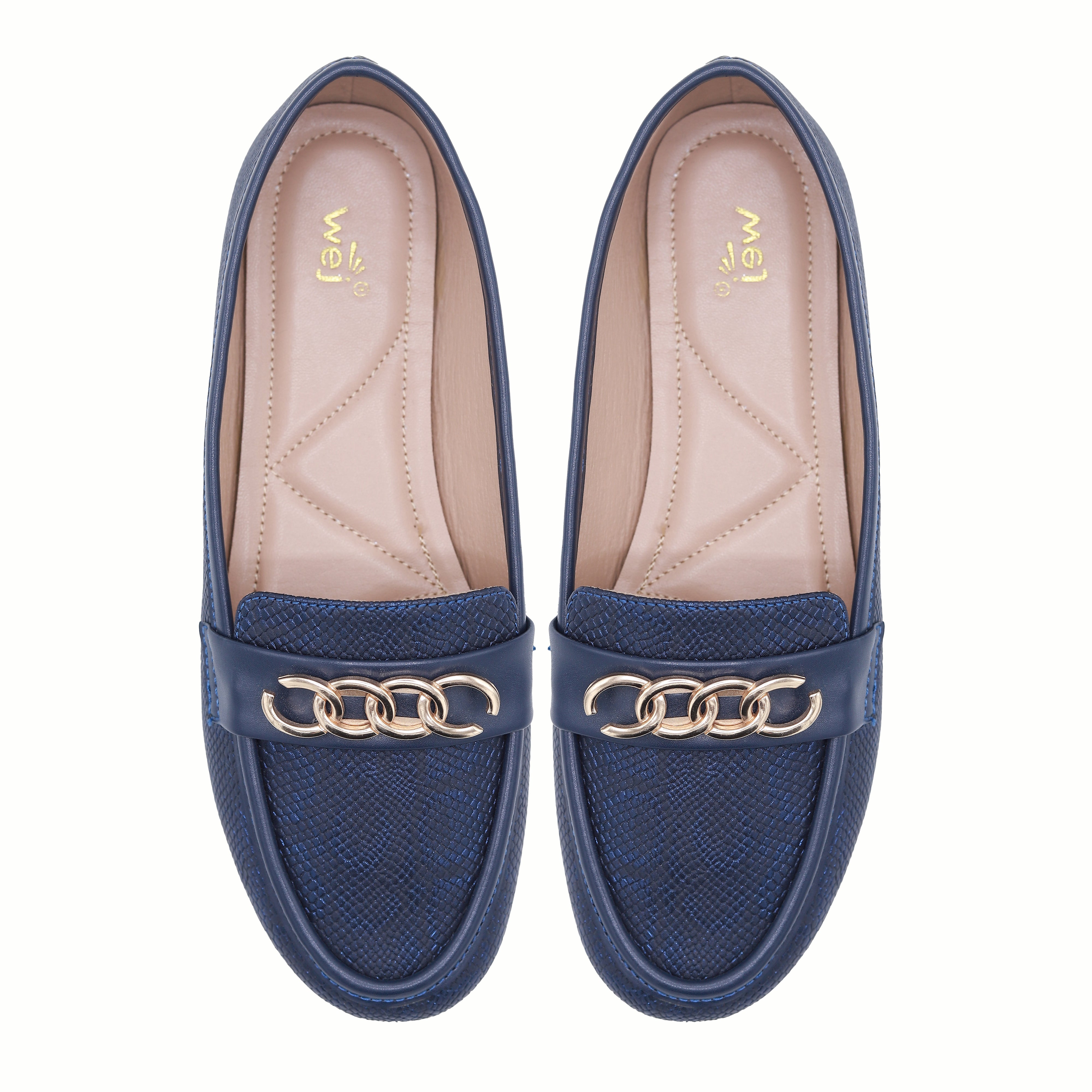 Women's Navy Blue Slip-On Loafers - 8004457