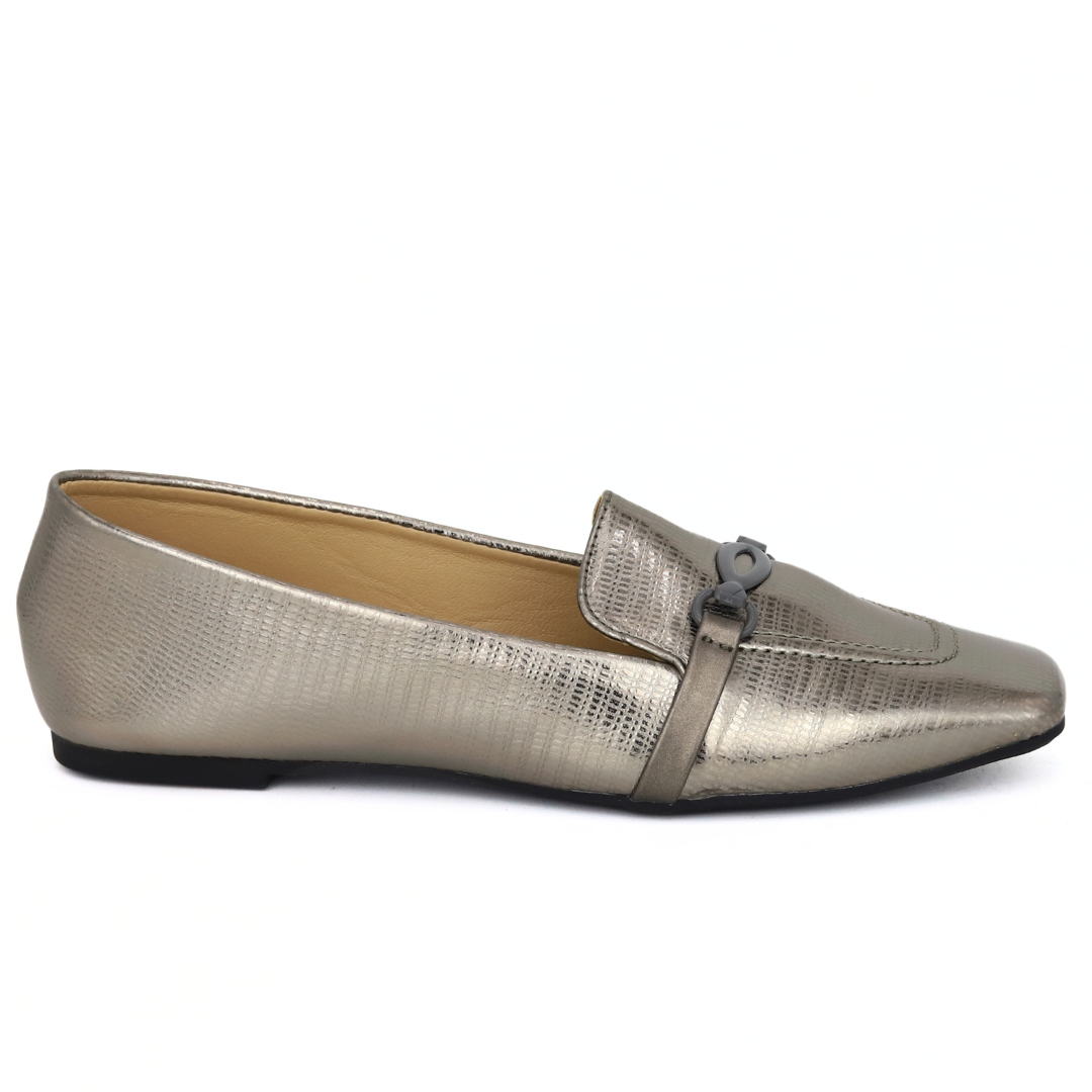 Gray Metallic Loafers - 8006209