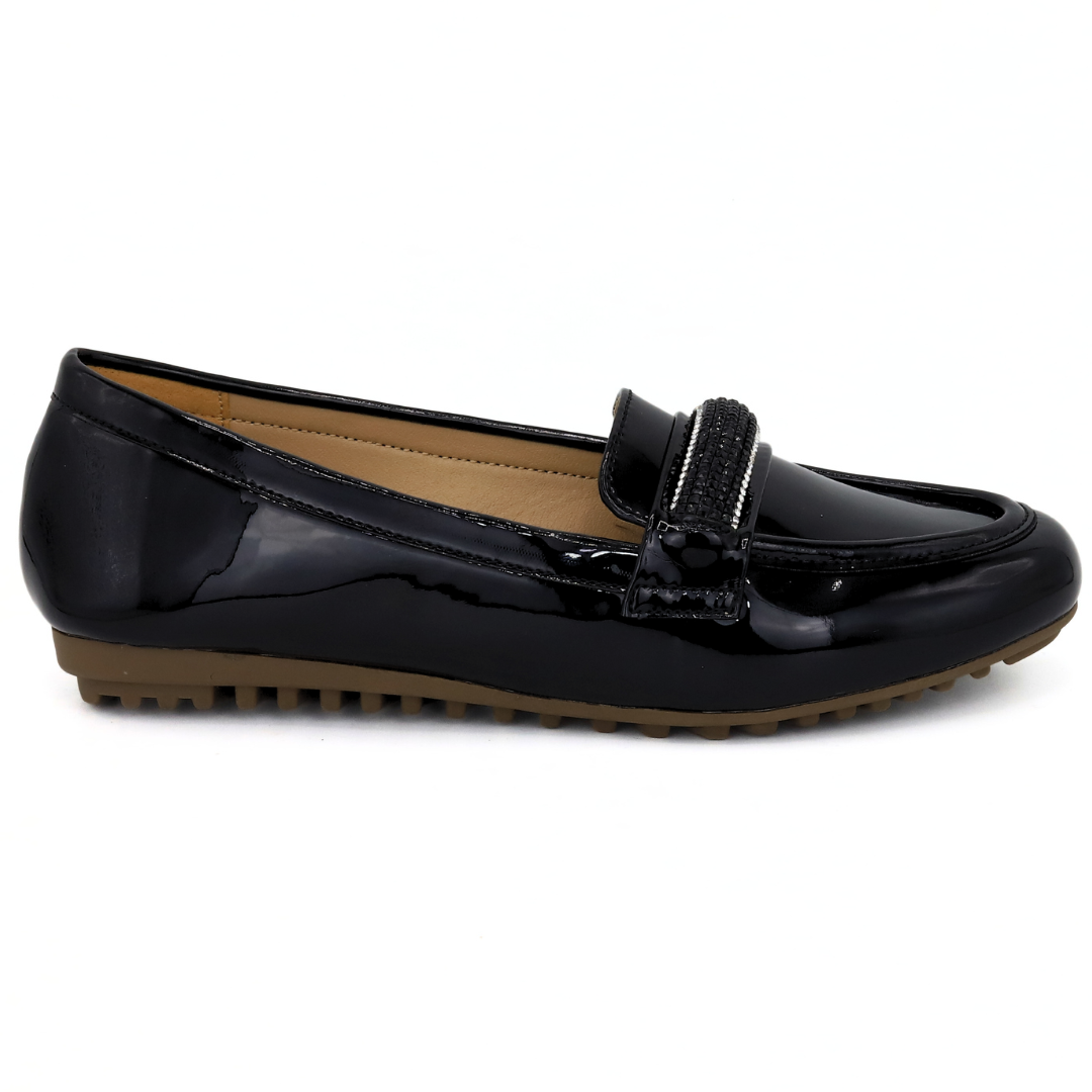 Black Shiny Moccasins - 8004285