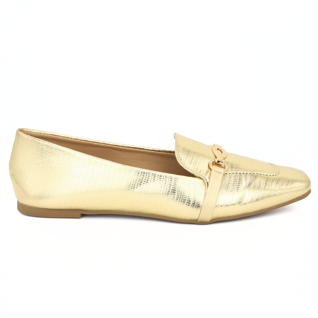 Gold Metallic Loafers - 8006209